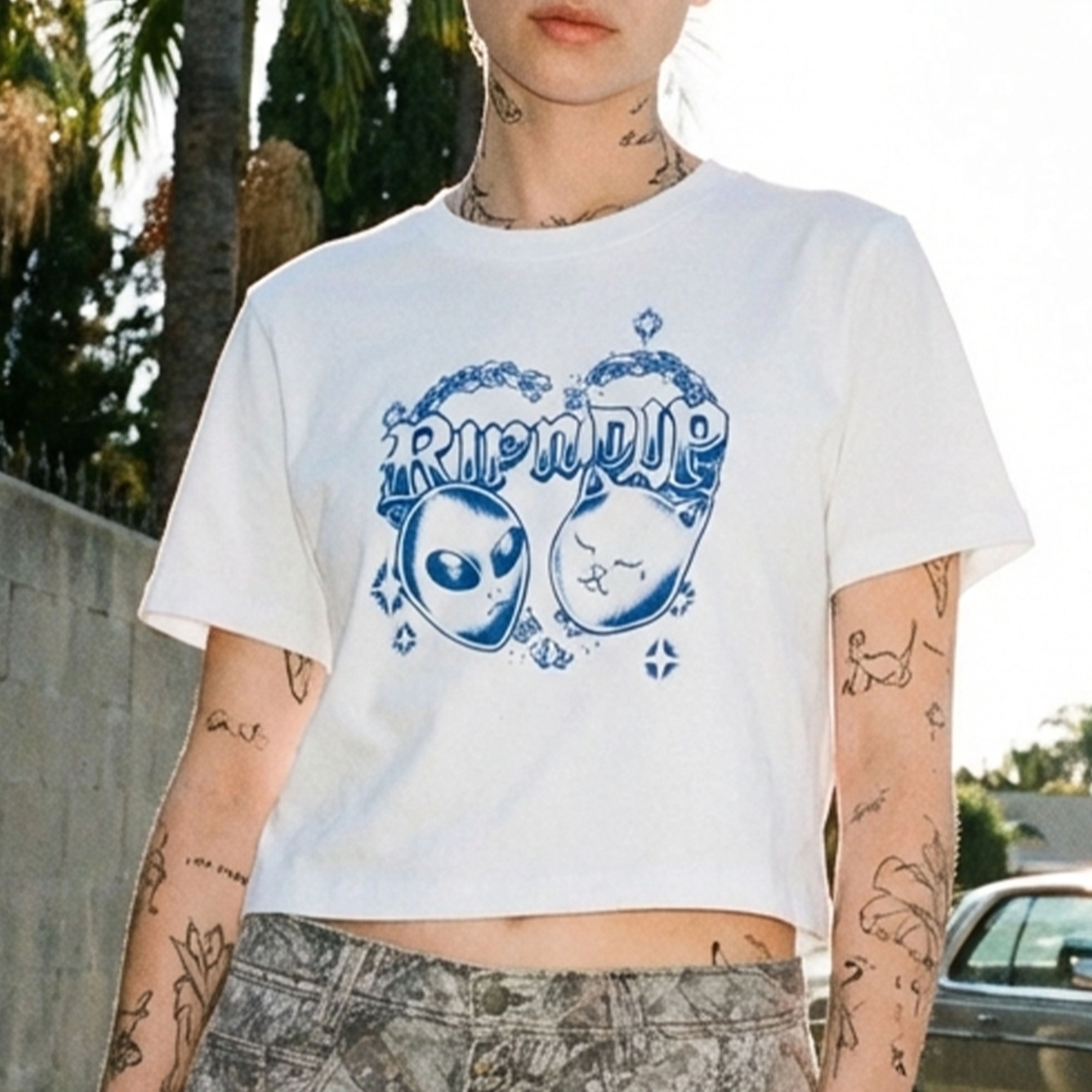 Kali Cropped Baby Tee (White) - Image 2
