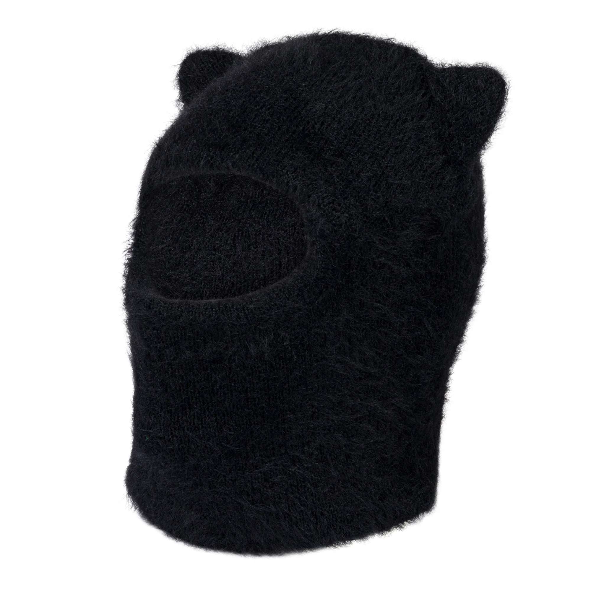 Kitty Ears Faux Mohair Balaclava (Black) - Image 3