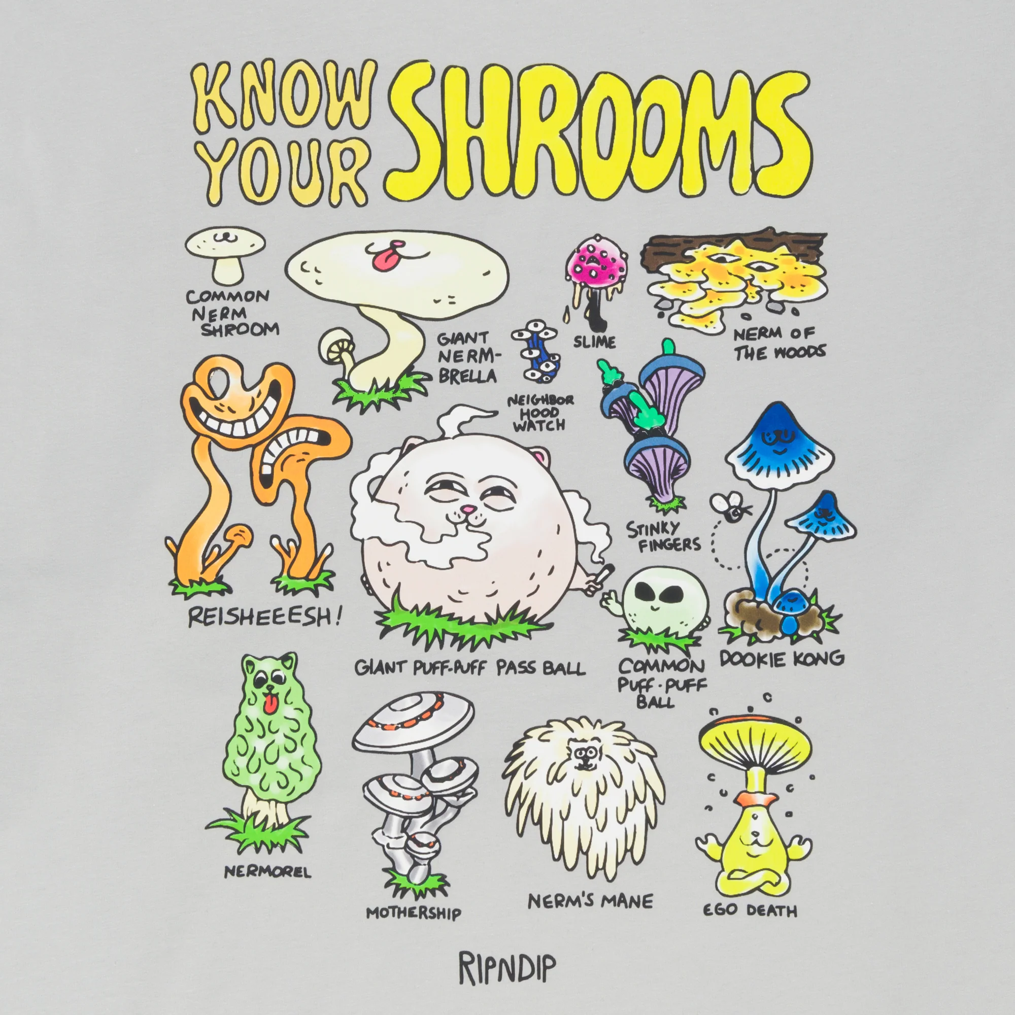 Know Ur Shrooms Tee (Grey) - Image 4