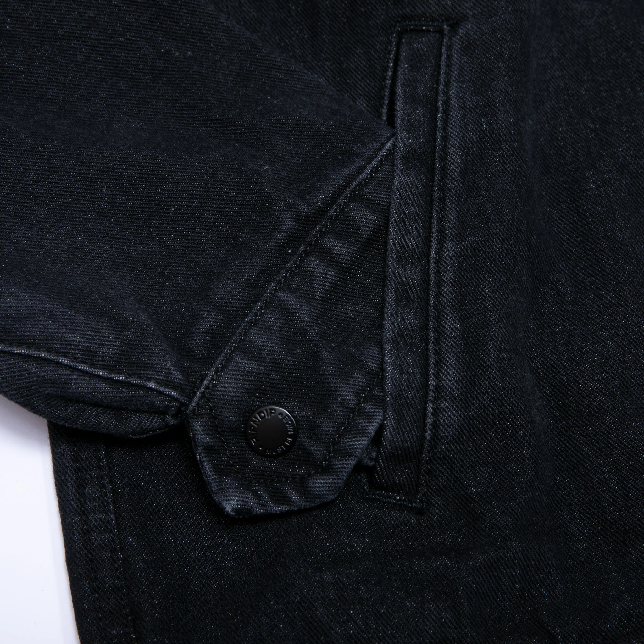 La Brea Peeking Nermal Work Jacket (Black Washed Denim) - Image 5