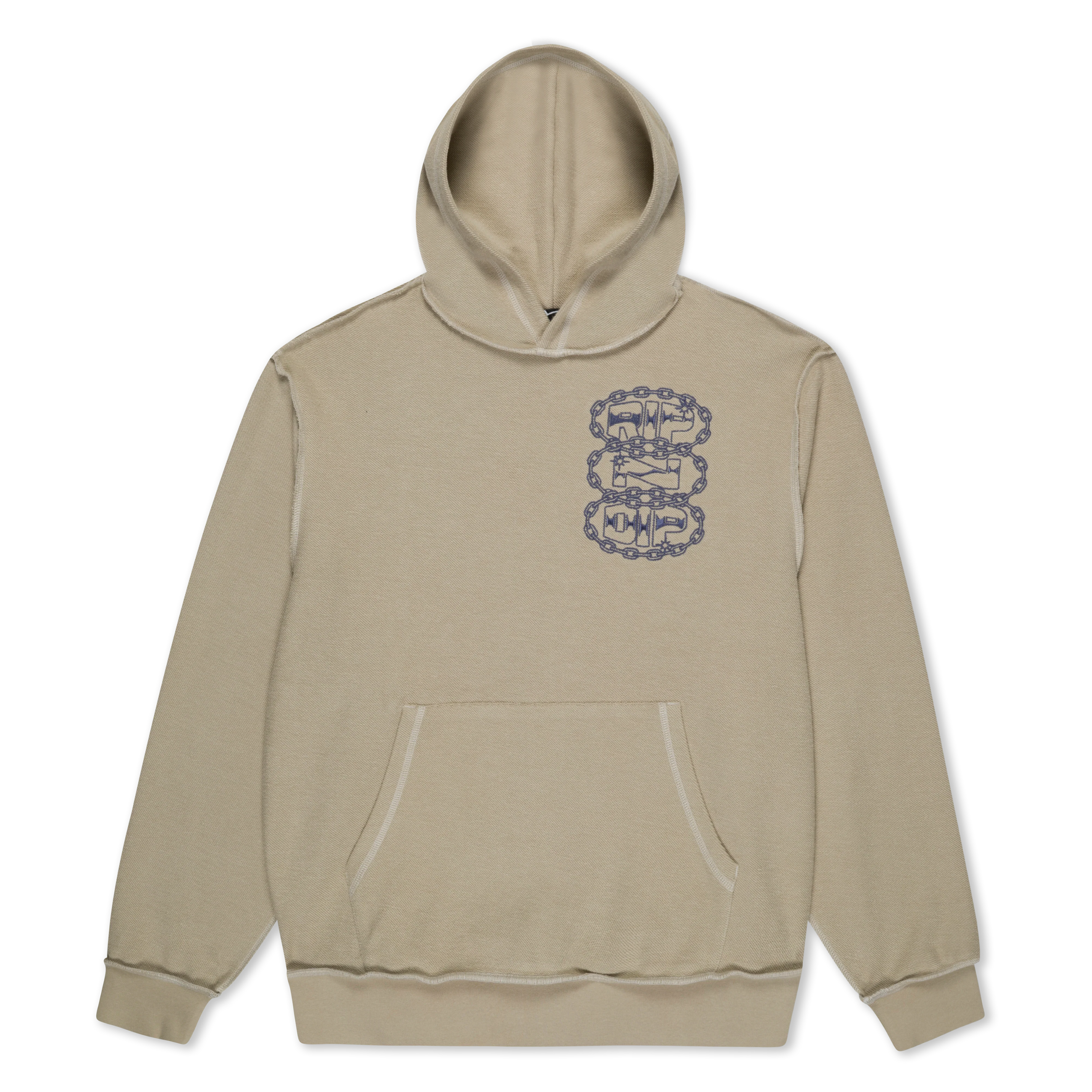 Linked Up Reverse Stitched Hoodie (Khaki)