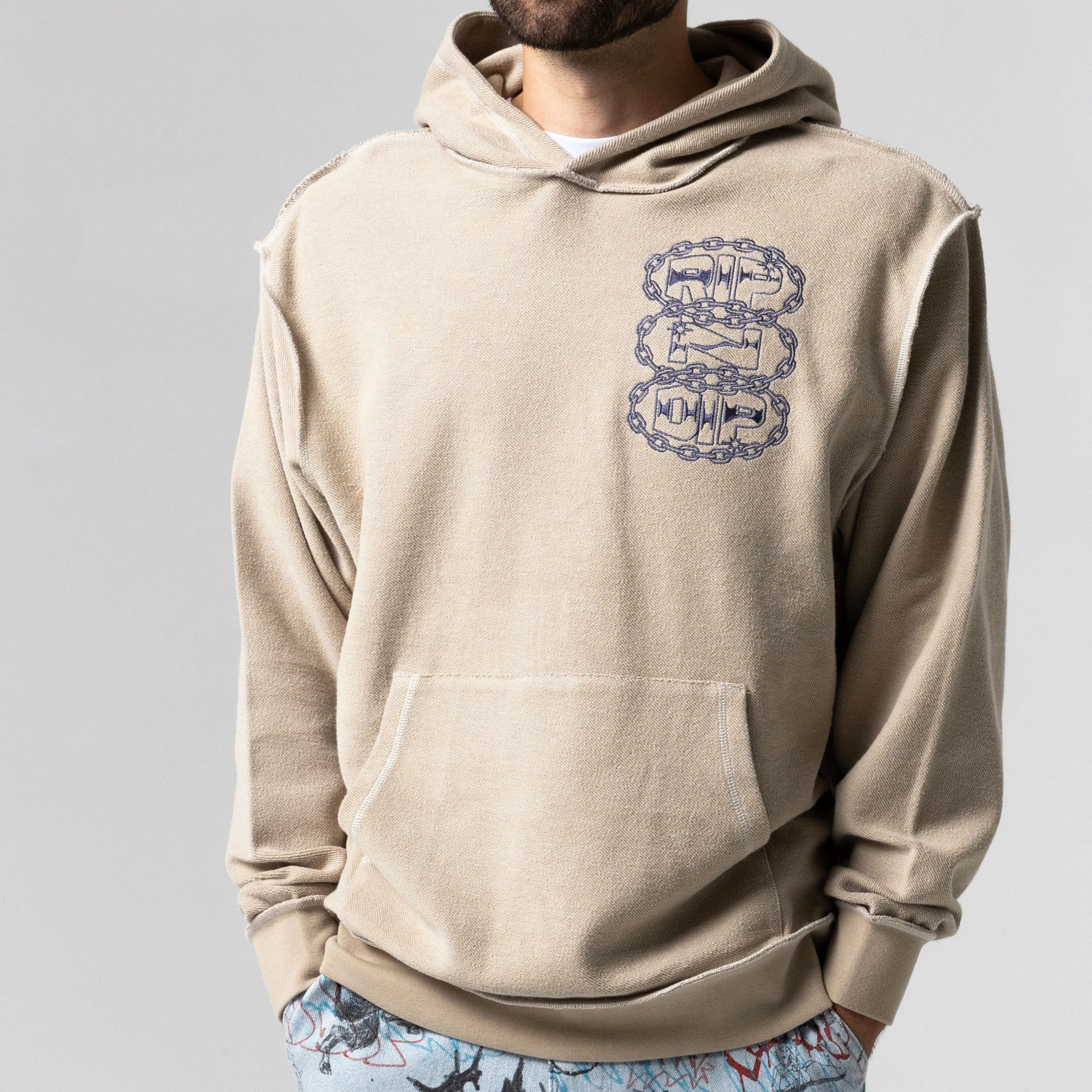 Linked Up Reverse Stitched Hoodie (Khaki) - Image 6