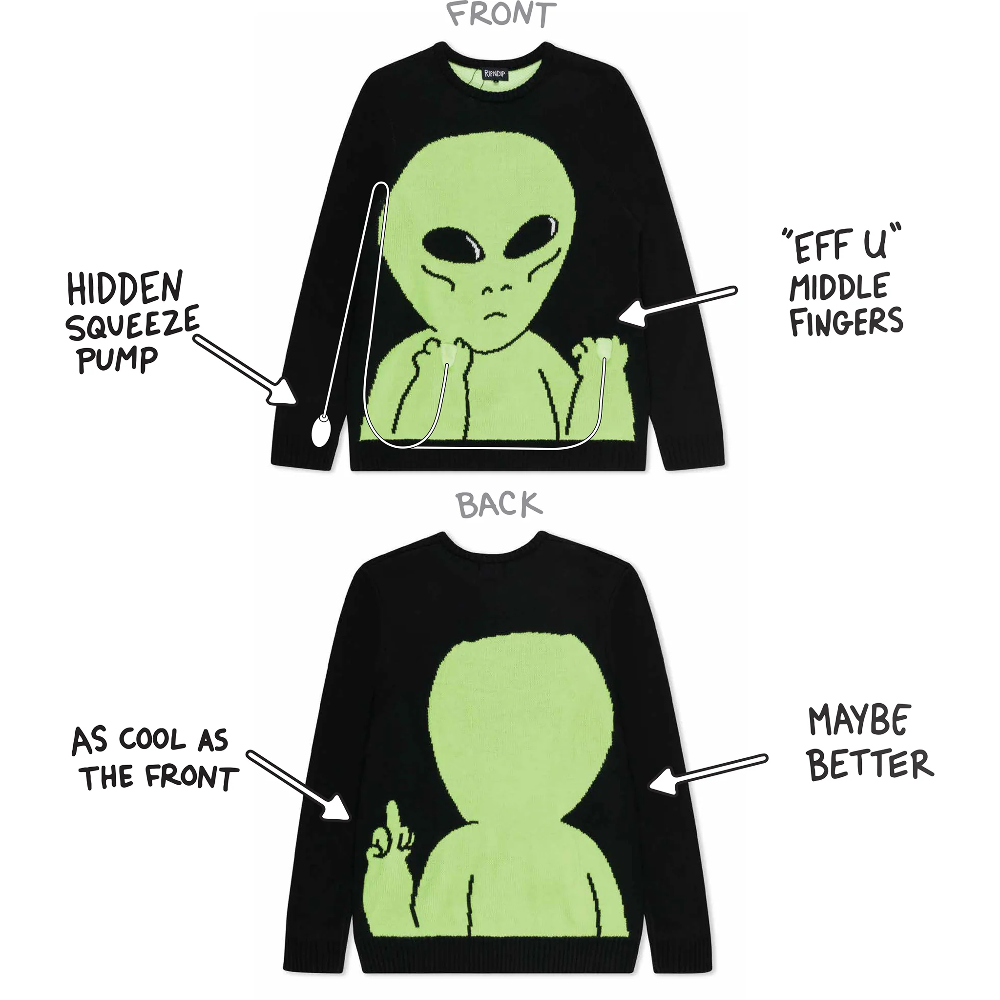 Lord Alien Flippy Knitty Sweater (Black) - Image 2