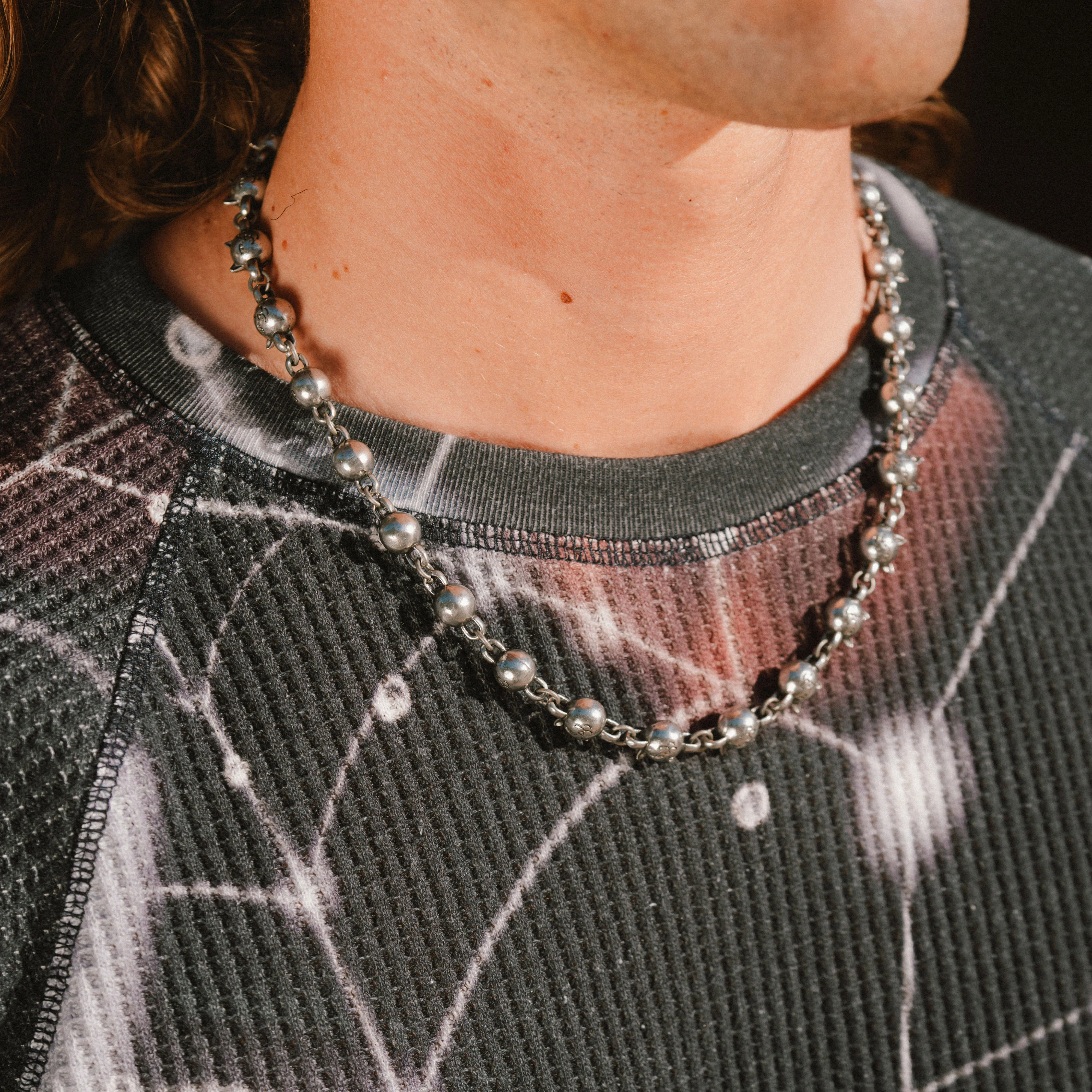 Lord Nermal Ball and Chain Necklace (Silver) - Image 2