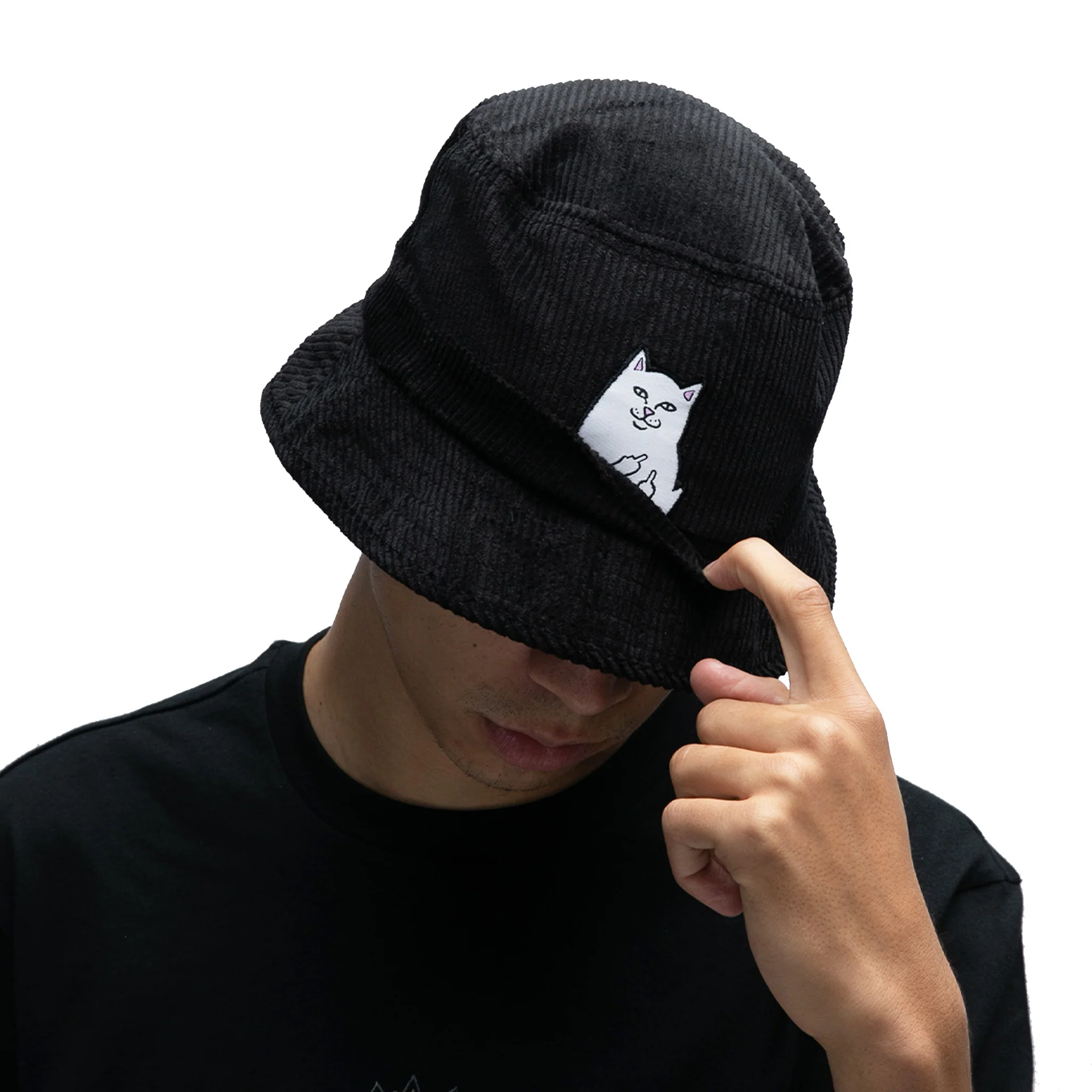 Lord Nermal Corduroy Bucket Hat (Black) - Image 2