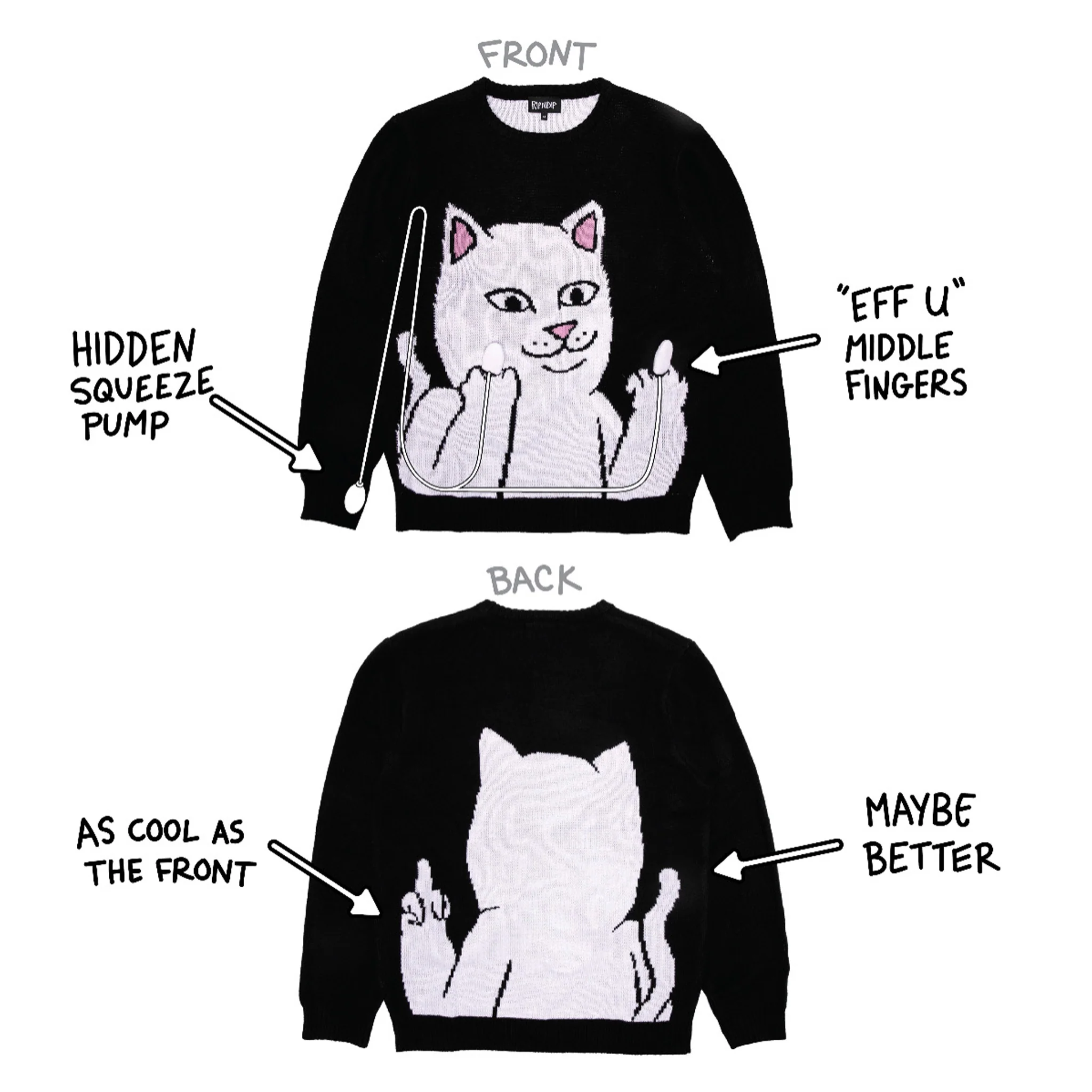 Lord Nermal Flippy Knitty Sweater (Black) - Image 3