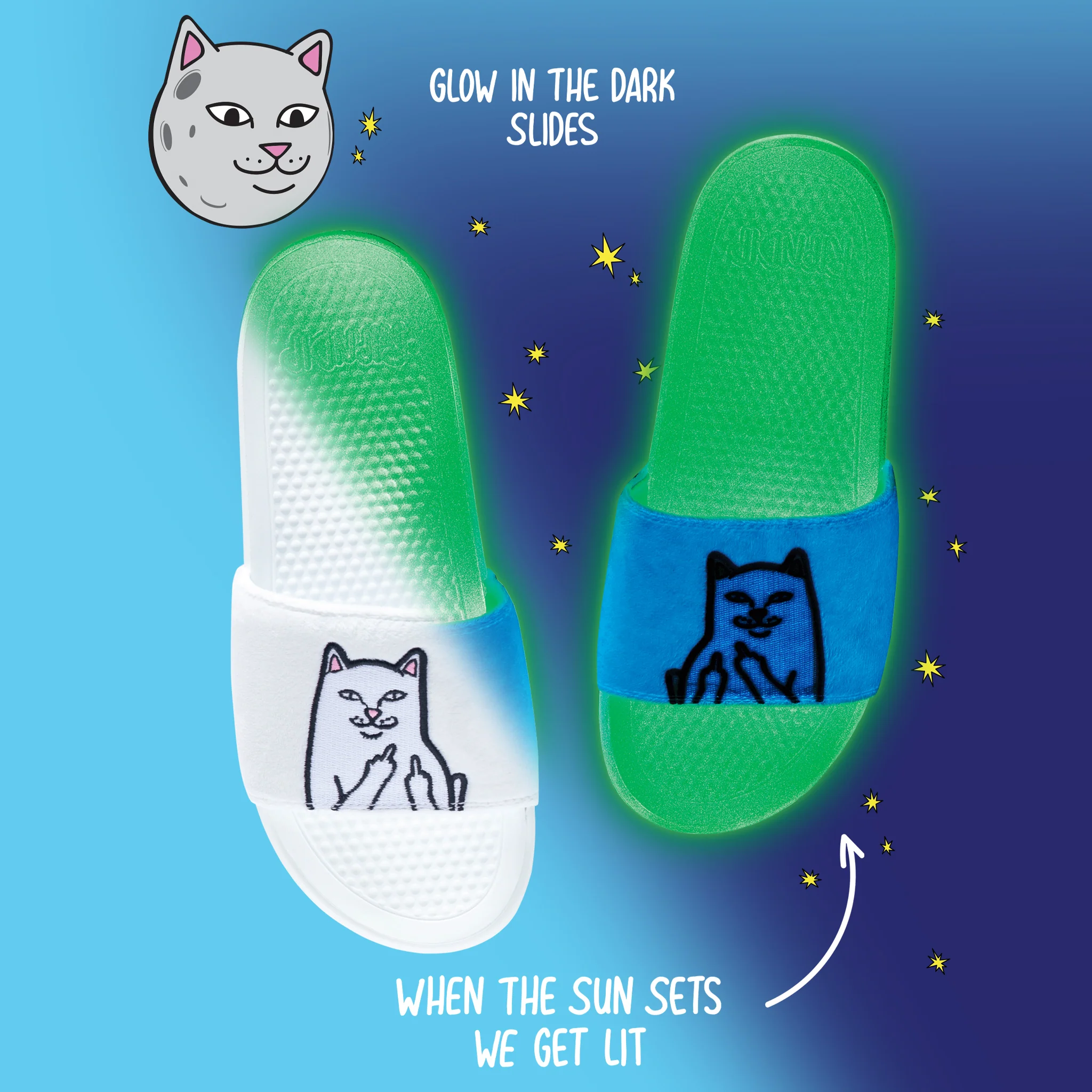 Lord Nermal Glow in the Dark Slides (Blue/Neon) - Image 2