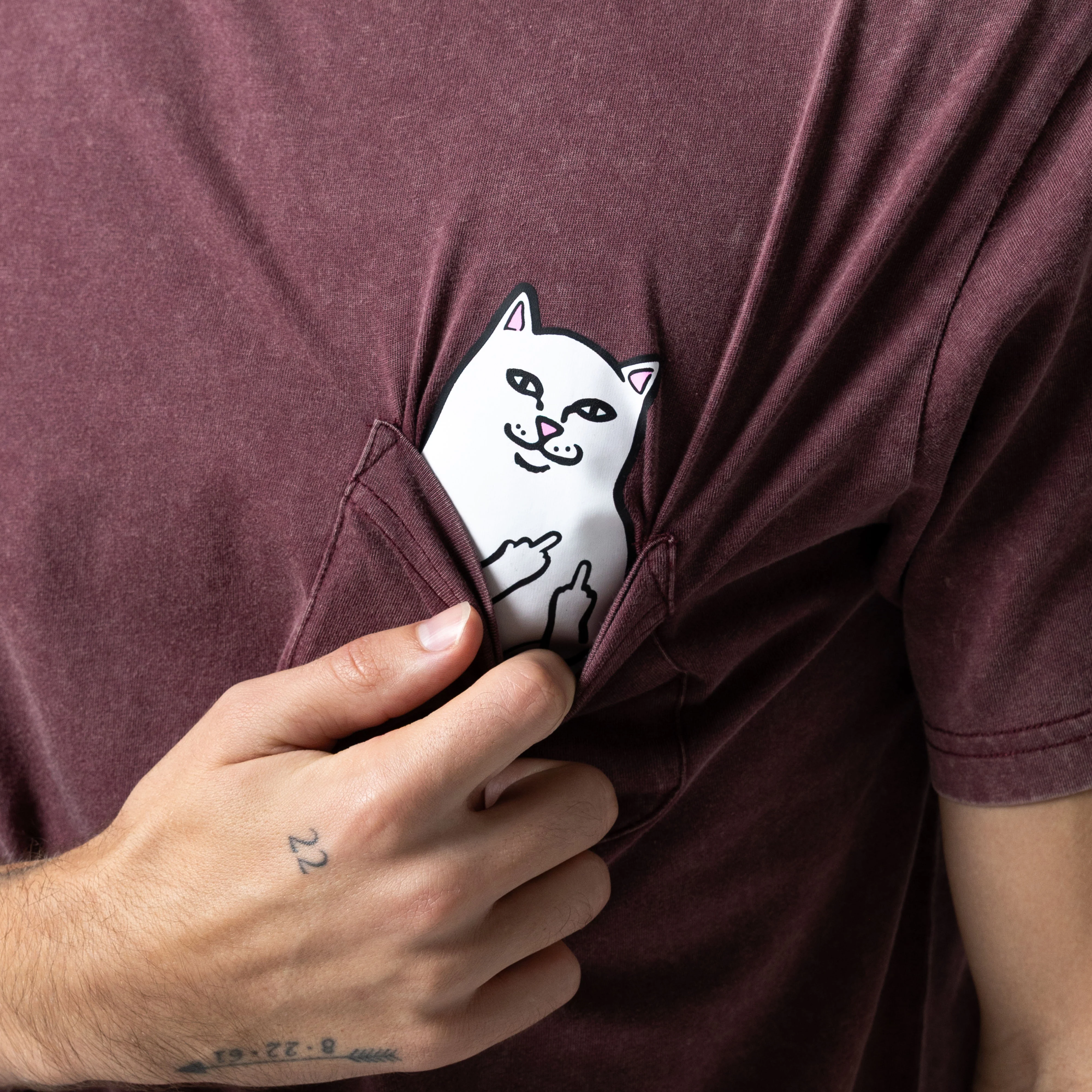 Lord Nermal Pocket Tee (Burgundy Vintage Wash) - Image 2