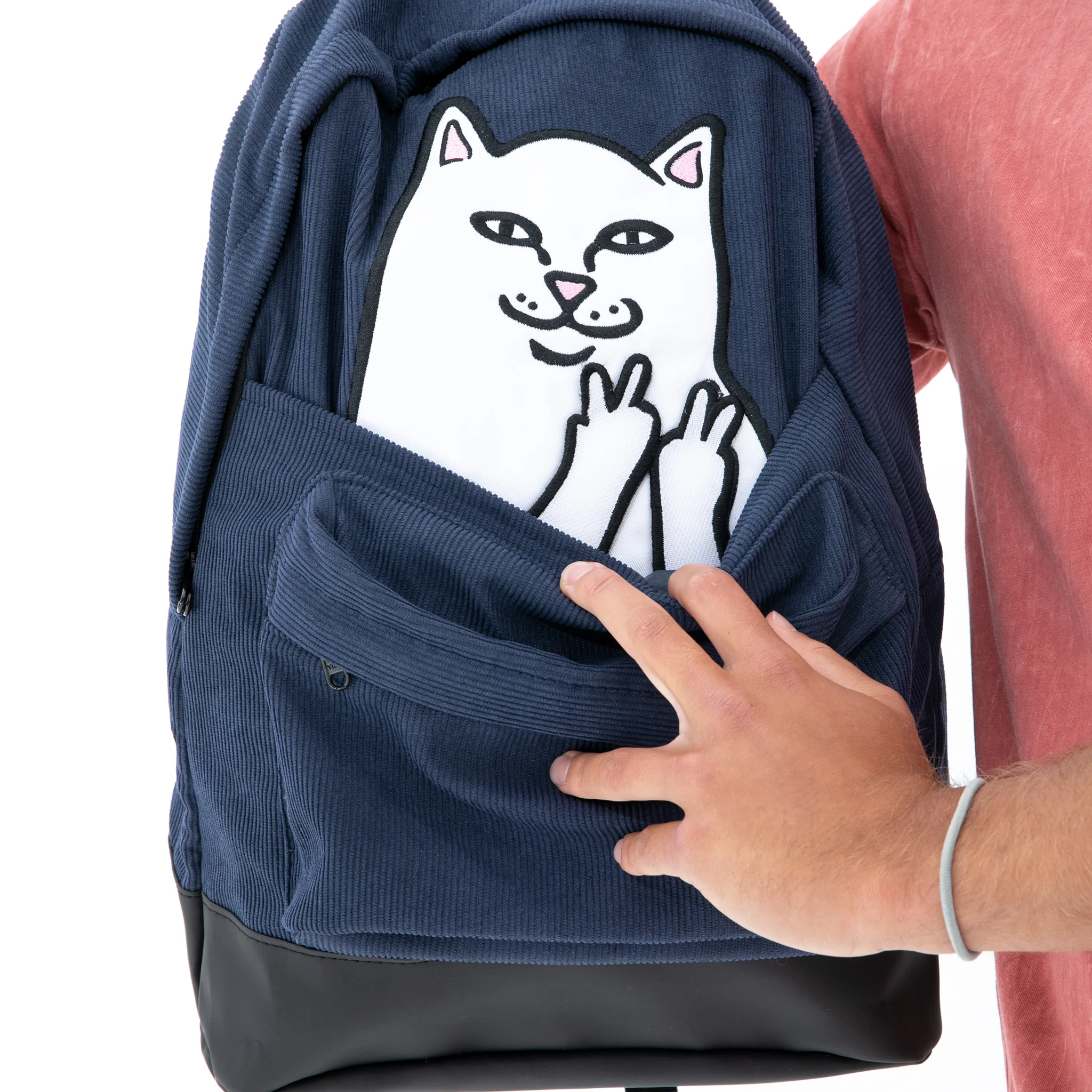 Lord Nermal Velcro Hands Corduroy Backpack (Navy) - Image 4