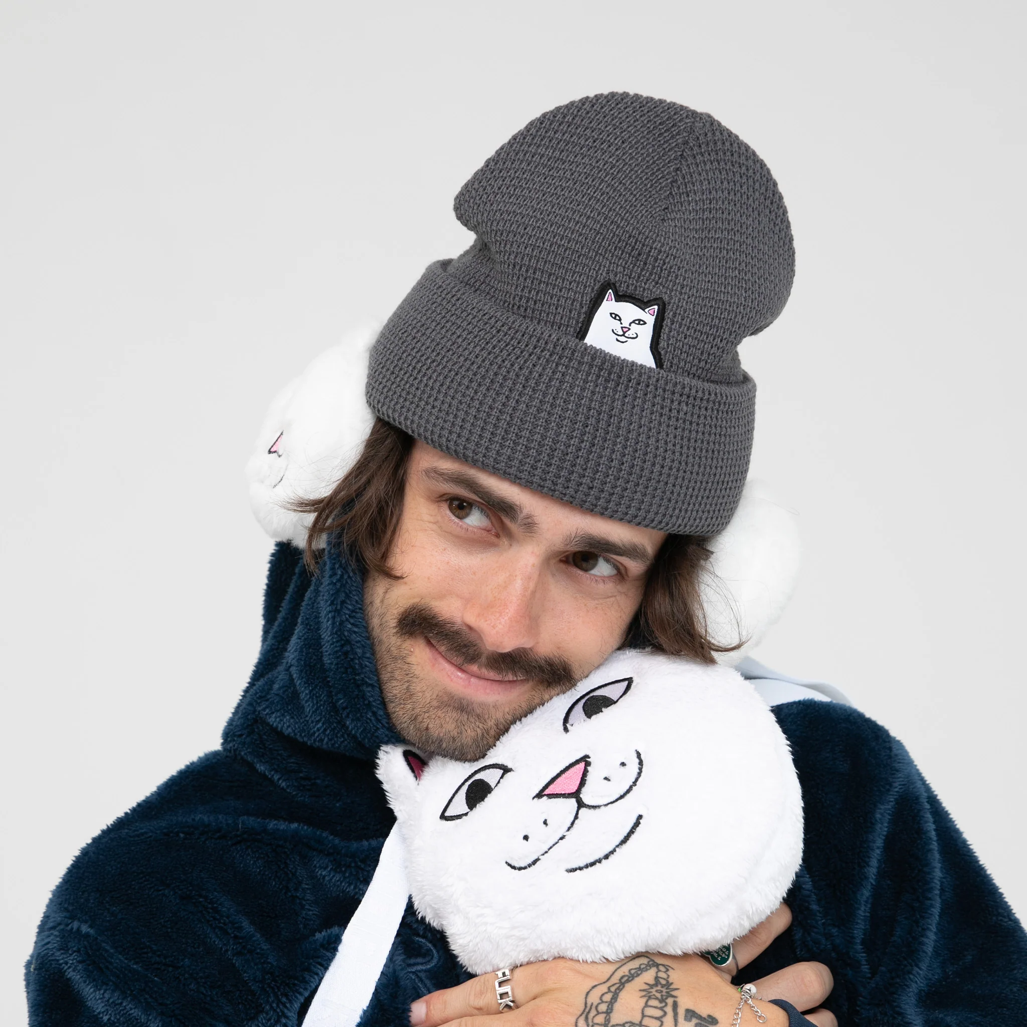 Lord Nermal Waffle Knit Beanie (Charcoal) - Image 2