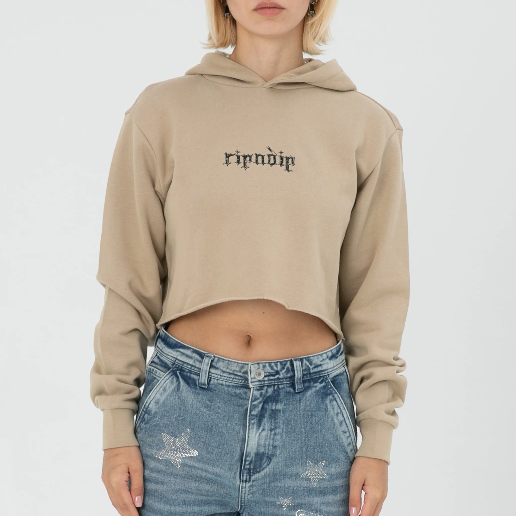 Los Feliz Cropped Hoodie (Sand) - Image 2