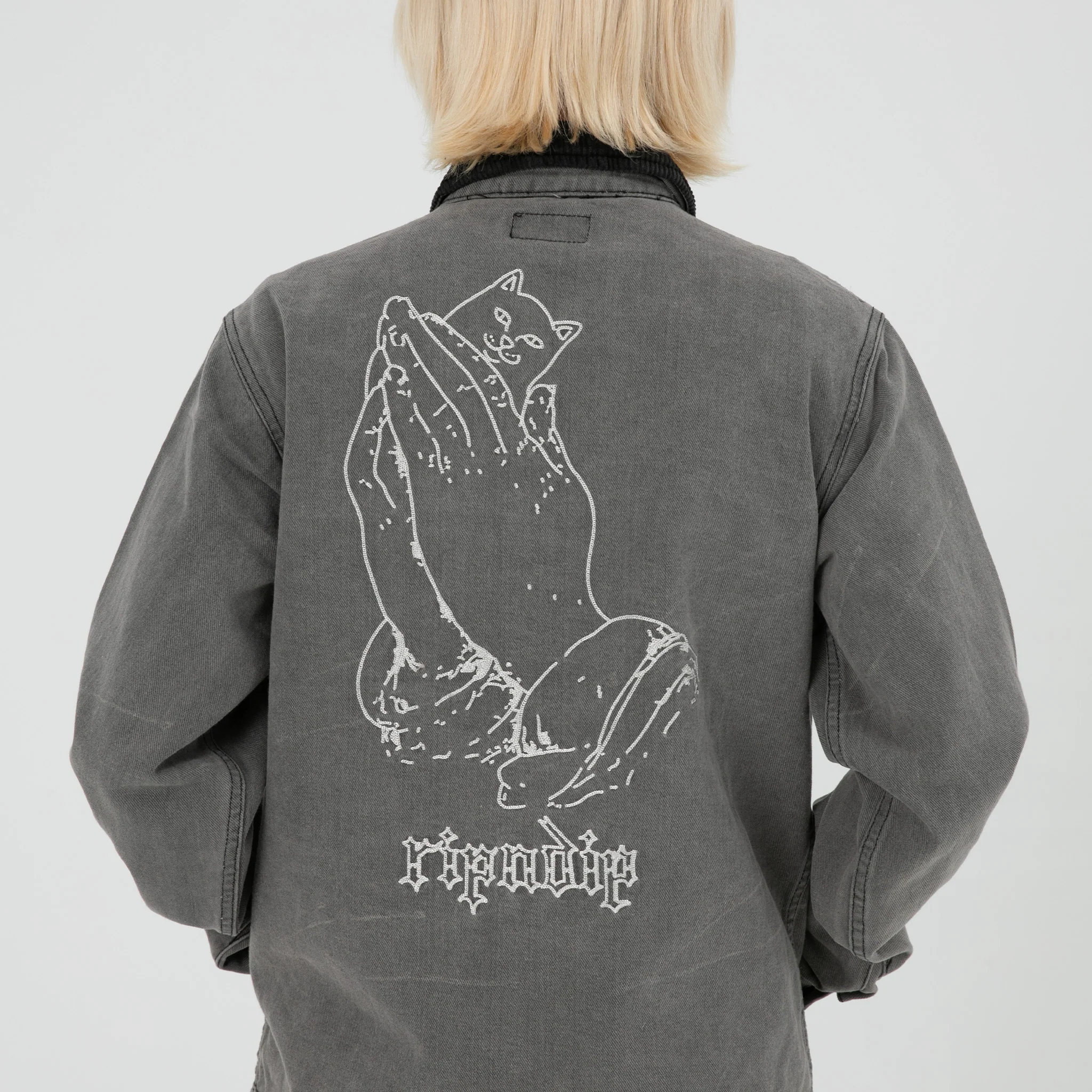Los Feliz Denim Work Jacket (Charcoal Stone Wash) - Image 4