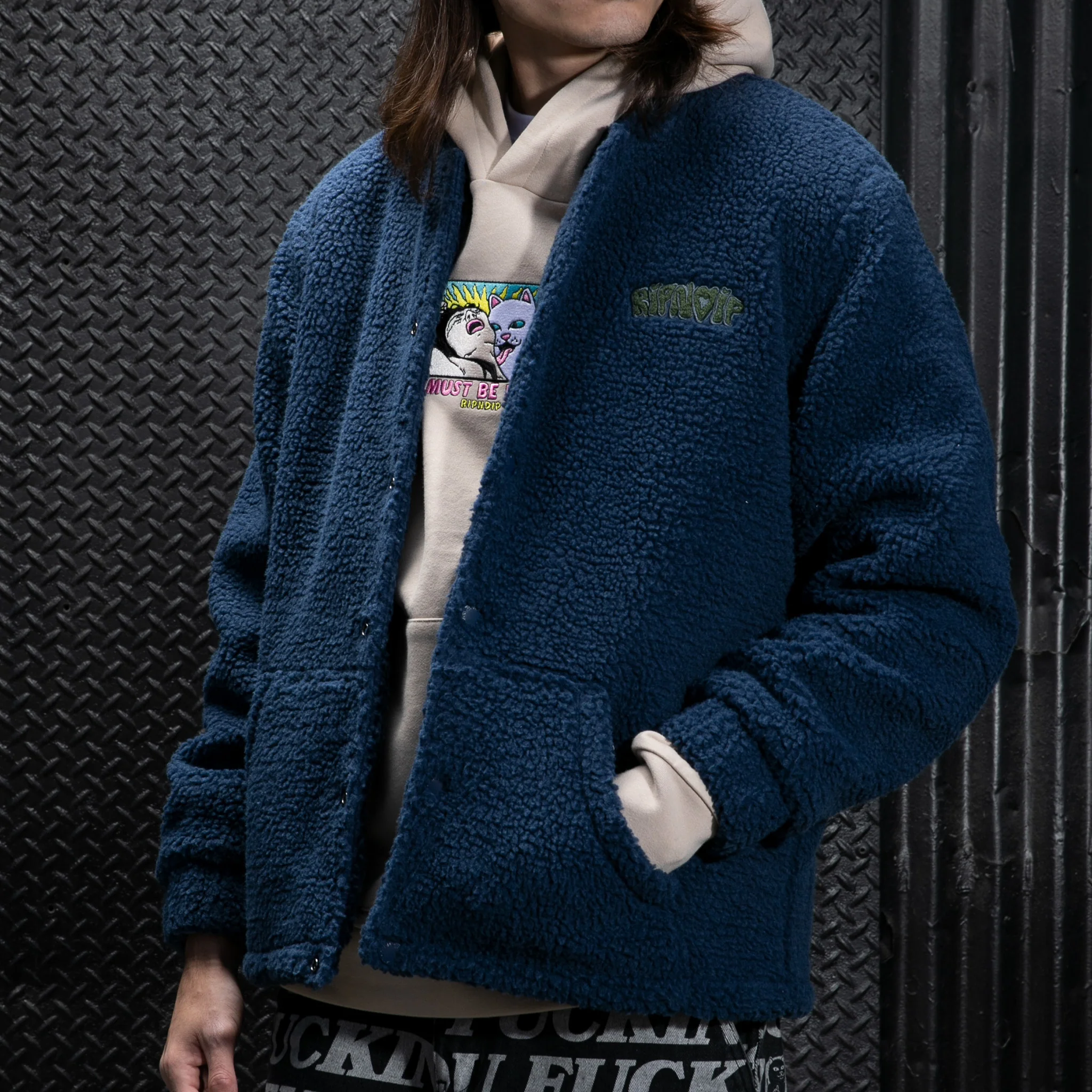 Love N Dip Sherpa Jacket (Navy) - Image 3