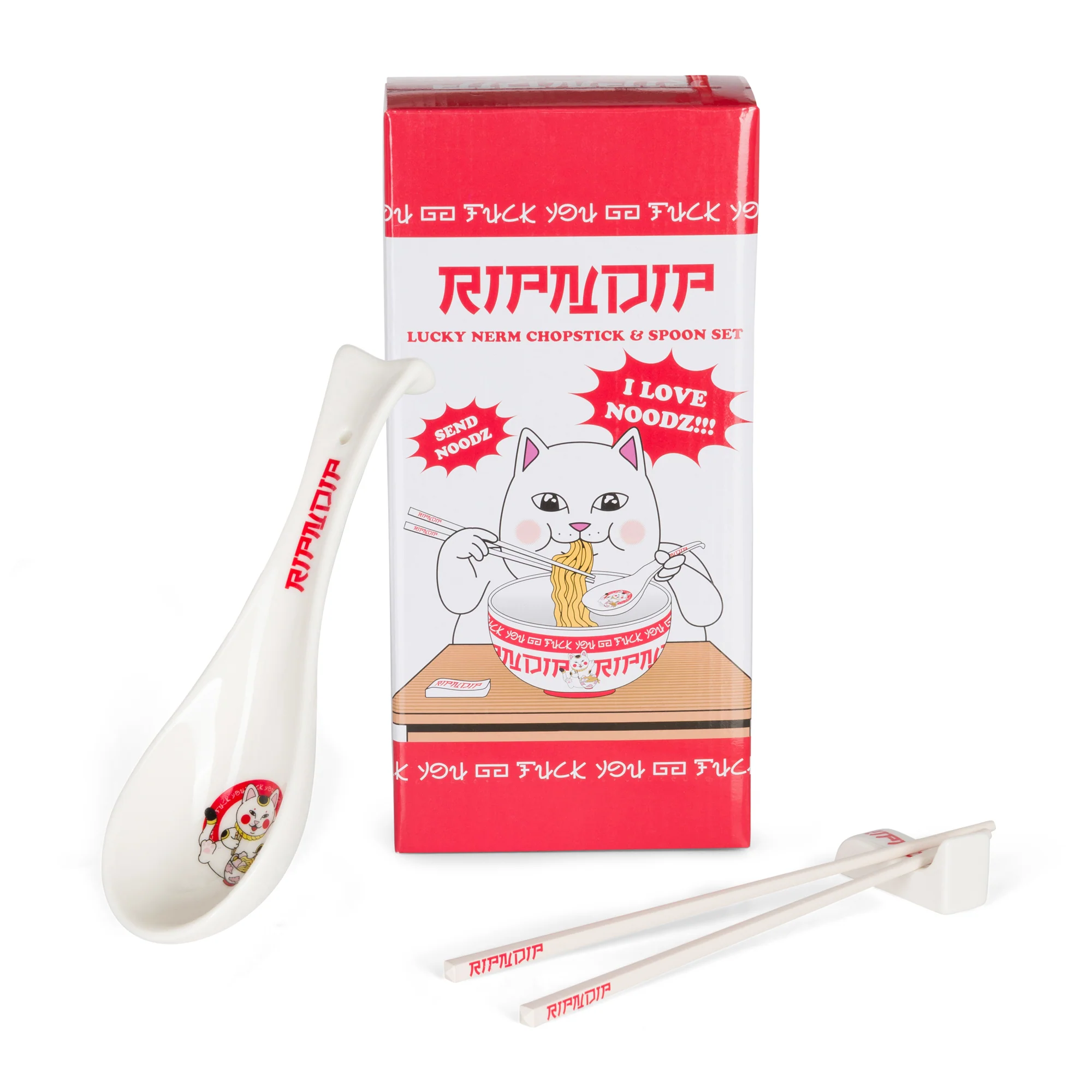 Lucky Nerm Chopstick And Spoon Set (White)