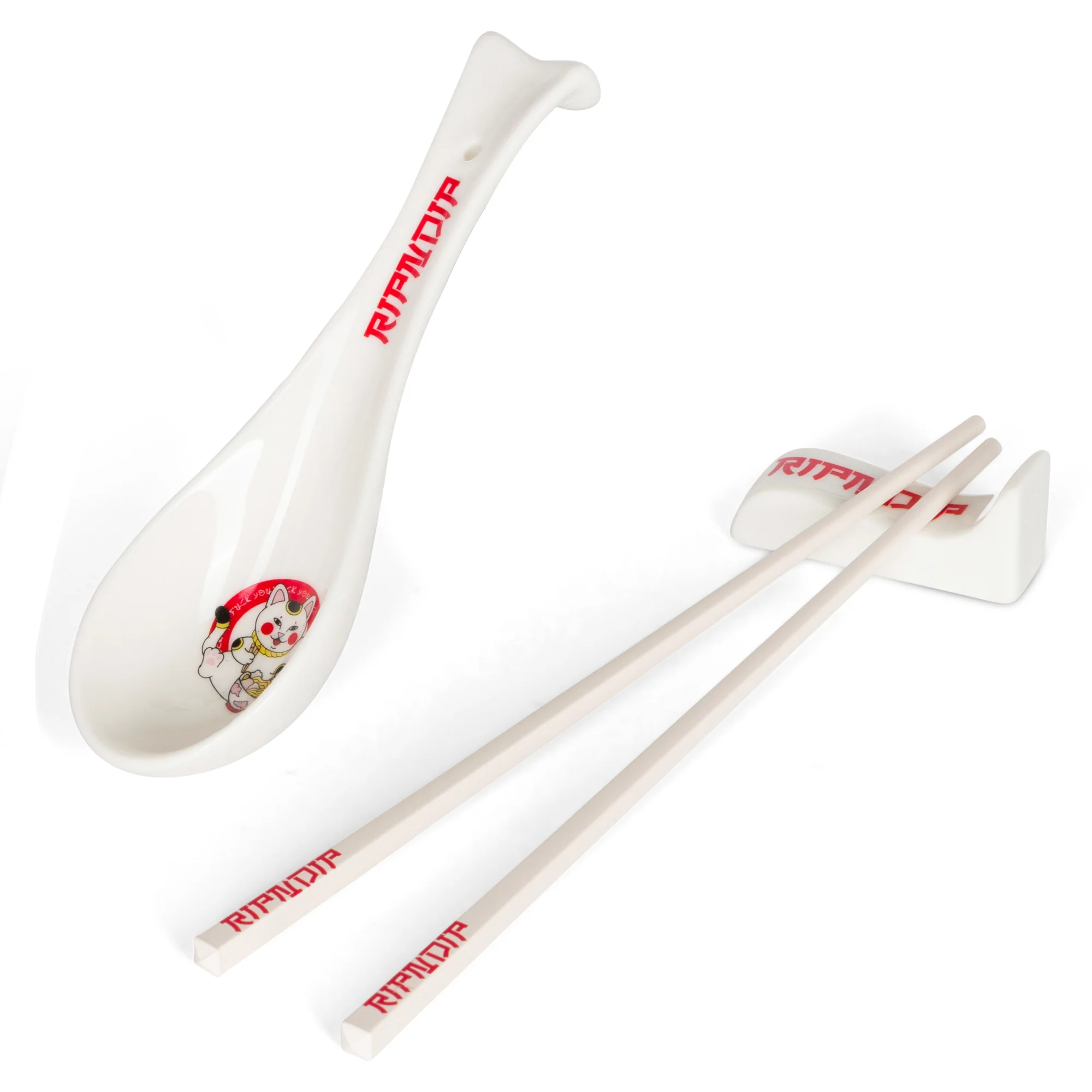 Lucky Nerm Chopstick And Spoon Set (White) - Image 2