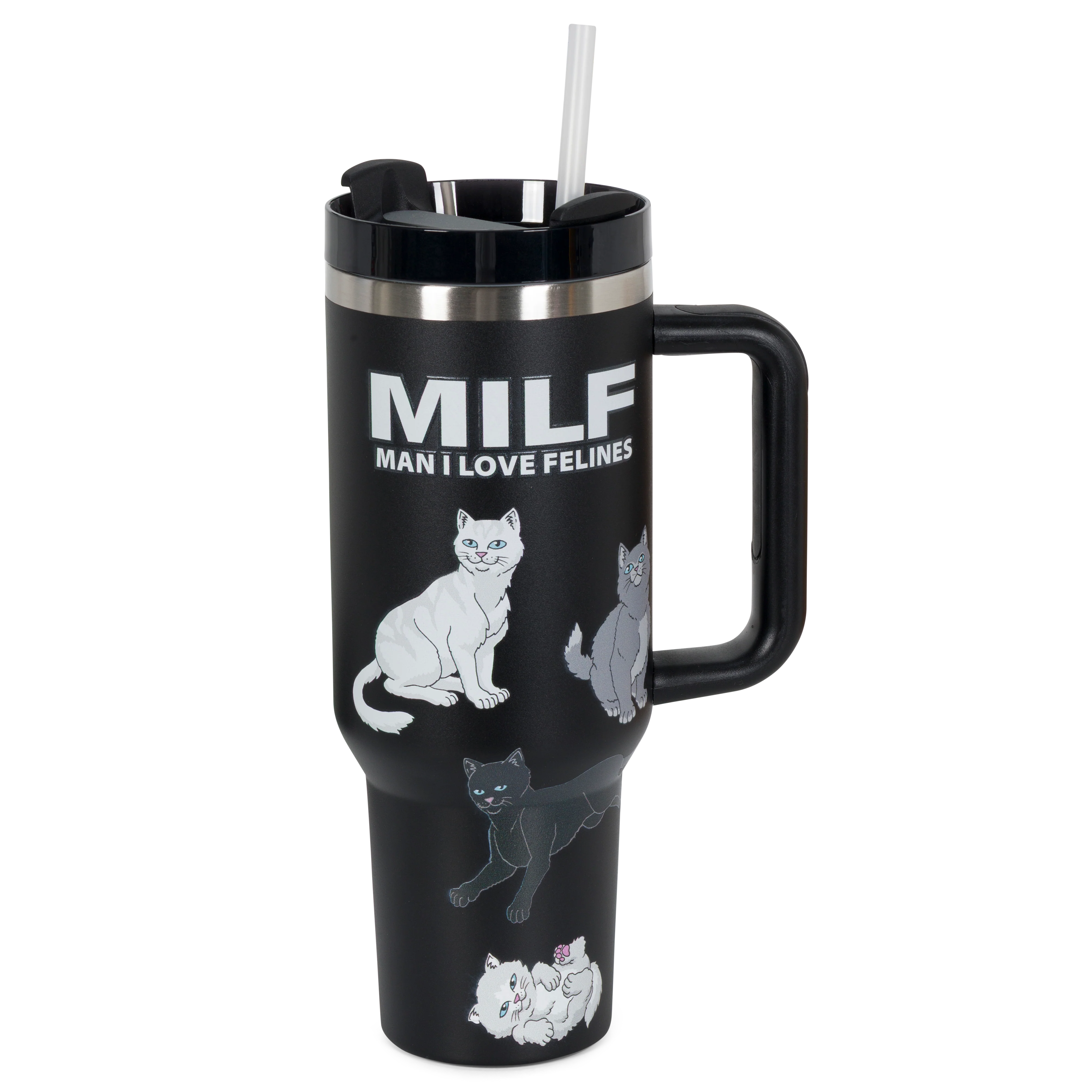 Man I Love Felines Big Ol Cup Tumbler (Black)