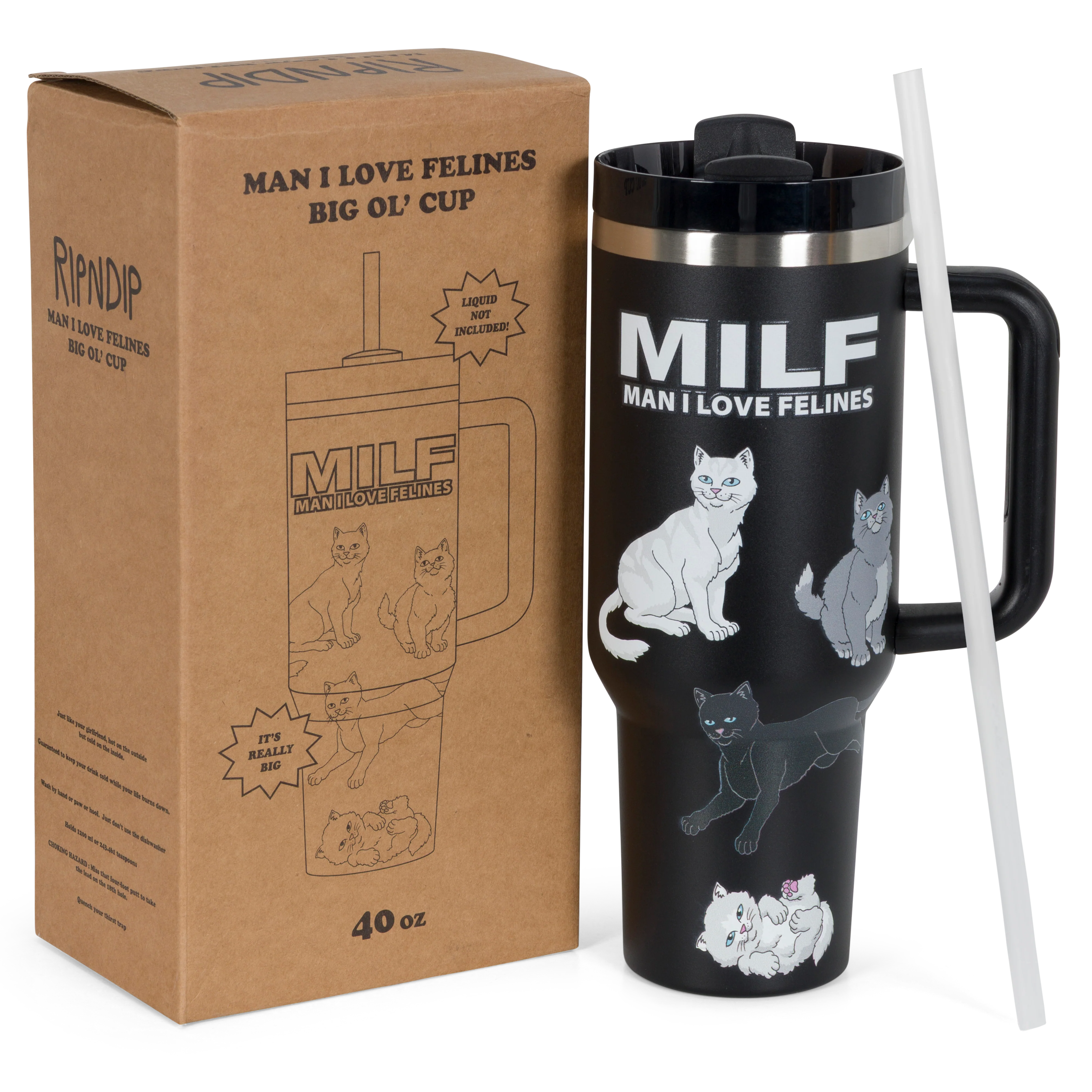 Man I Love Felines Big Ol Cup Tumbler (Black) - Image 3
