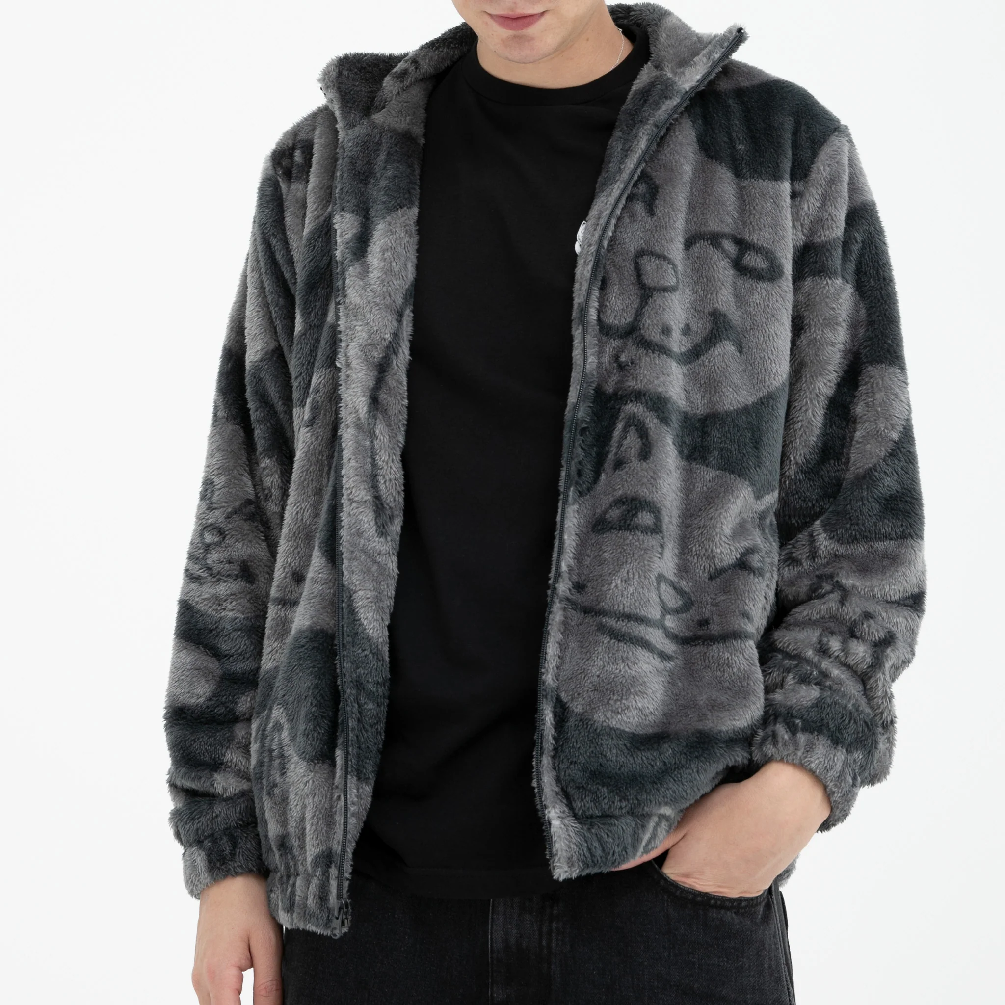 Many Faces Sherpa Jacket (Charcoal) - Image 2