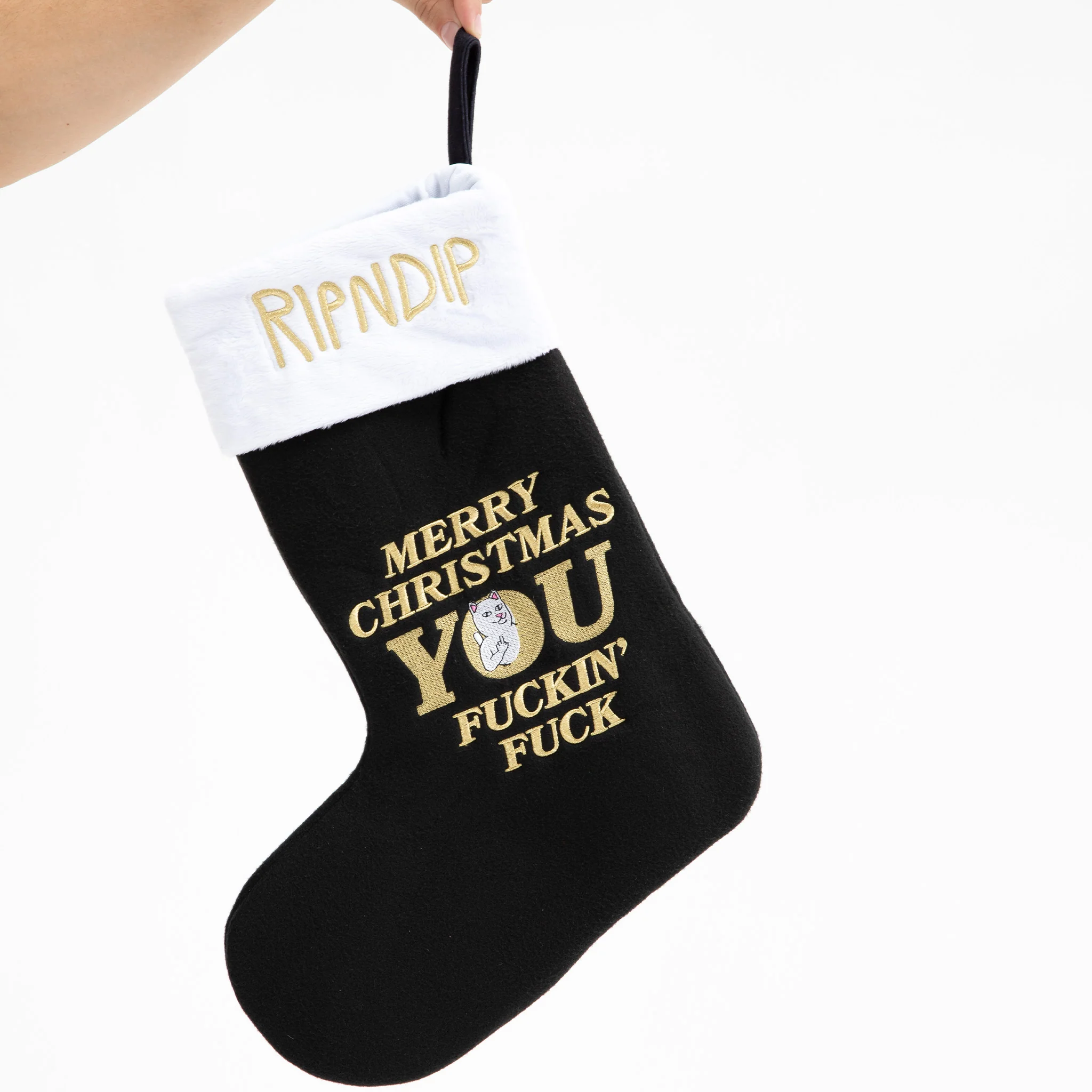 Merry Christmas Christmas Stocking  (Black) - Image 2