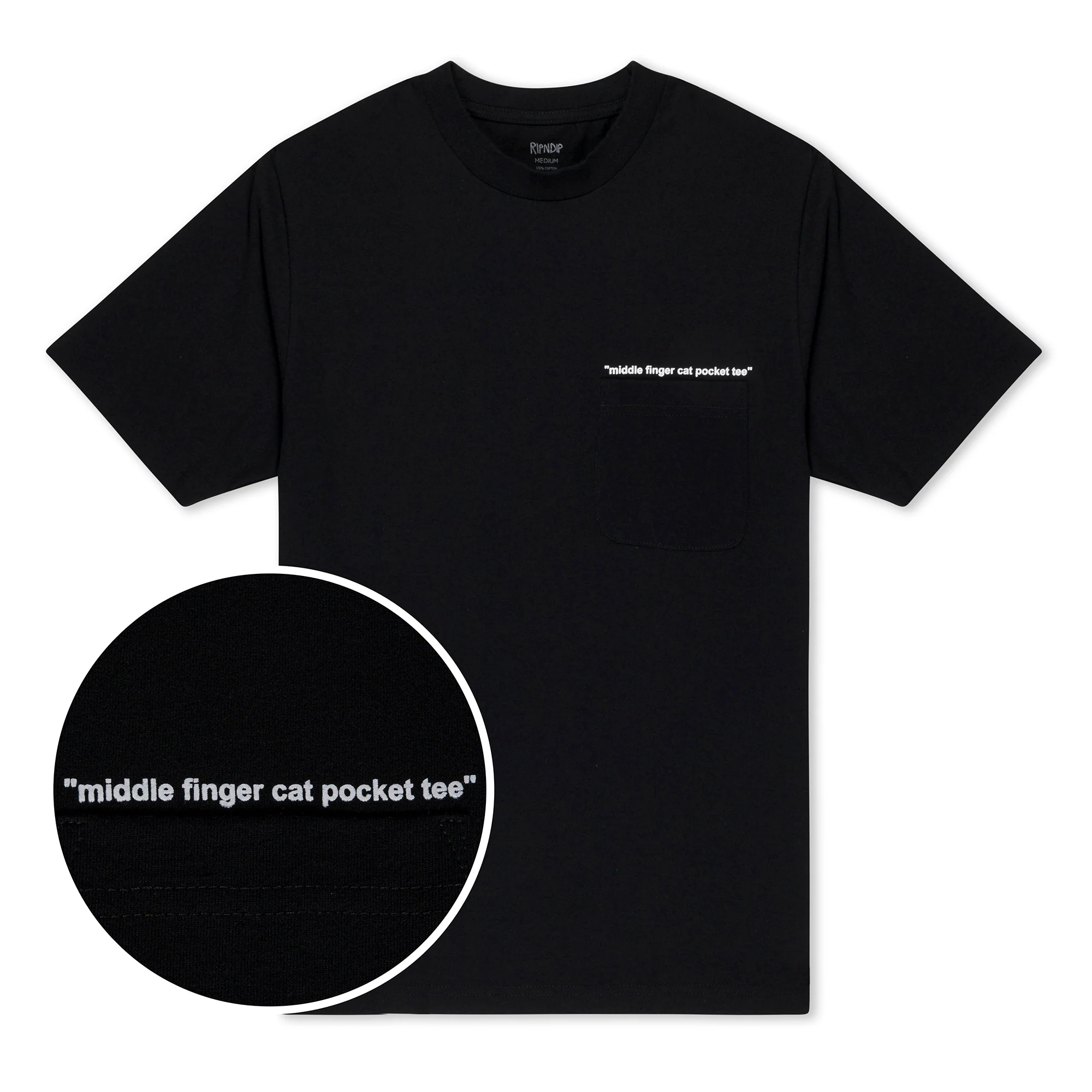Middle Finger Cat Pocket Tee (Black)