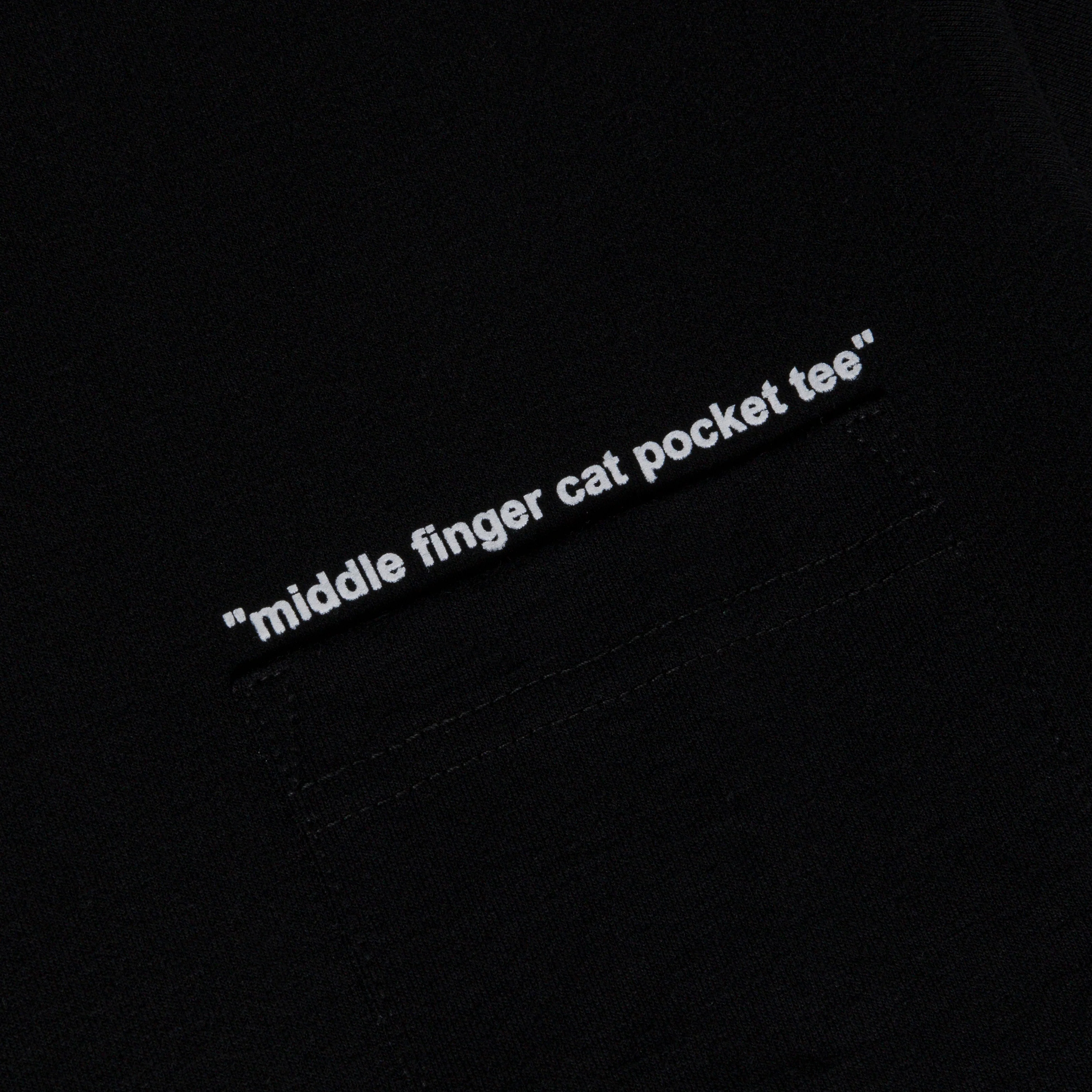 Middle Finger Cat Pocket Tee (Black) - Image 4
