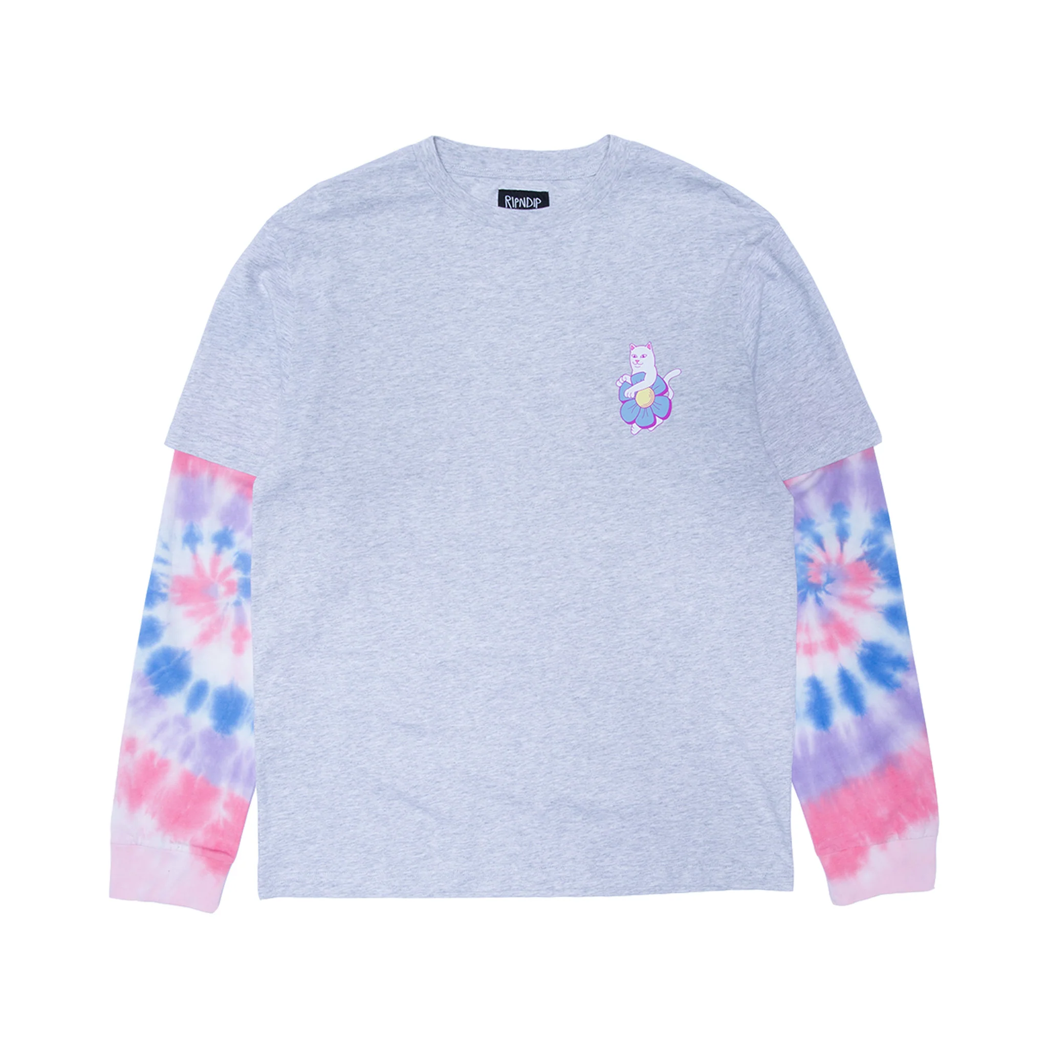 Nature Is Healing Double Sleeve Tee (Ash Heather/Pink) - Image 4