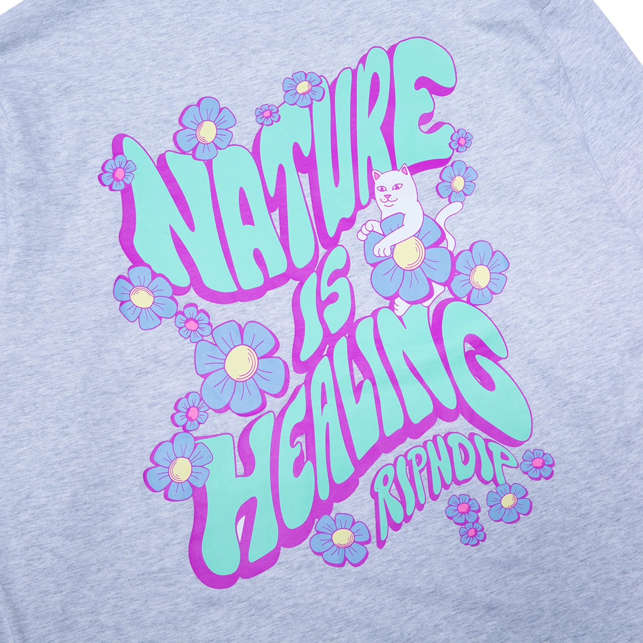 Nature Is Healing Double Sleeve Tee (Ash Heather/Pink) - Image 5