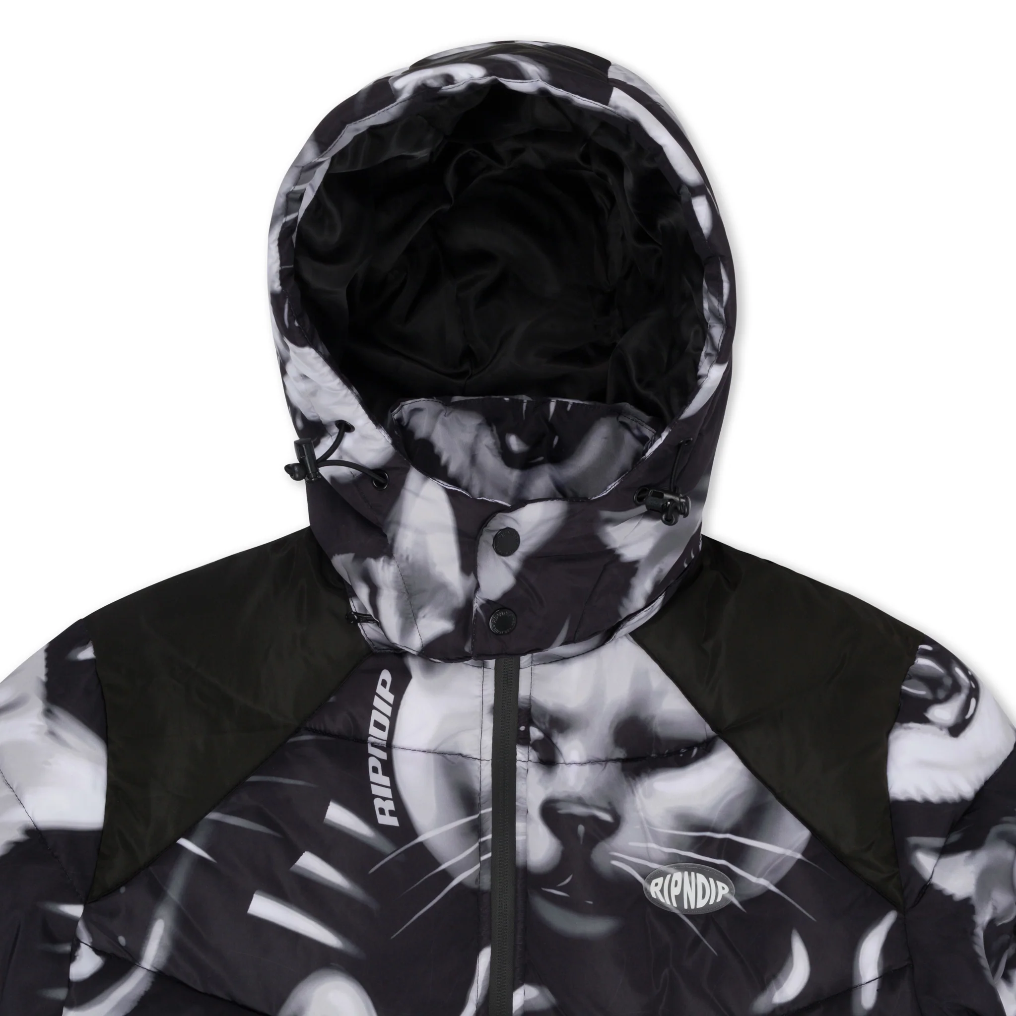 Neon Cat Puffer Jacket (Black) - Image 5