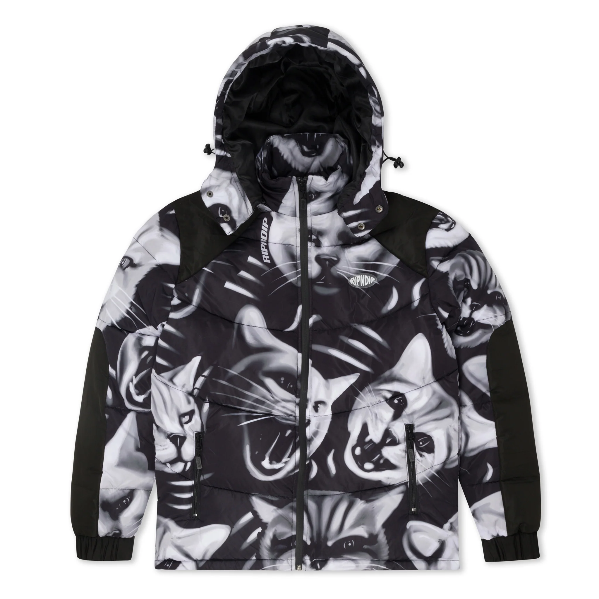 Neon Cat Puffer Jacket (Black) - Image 6