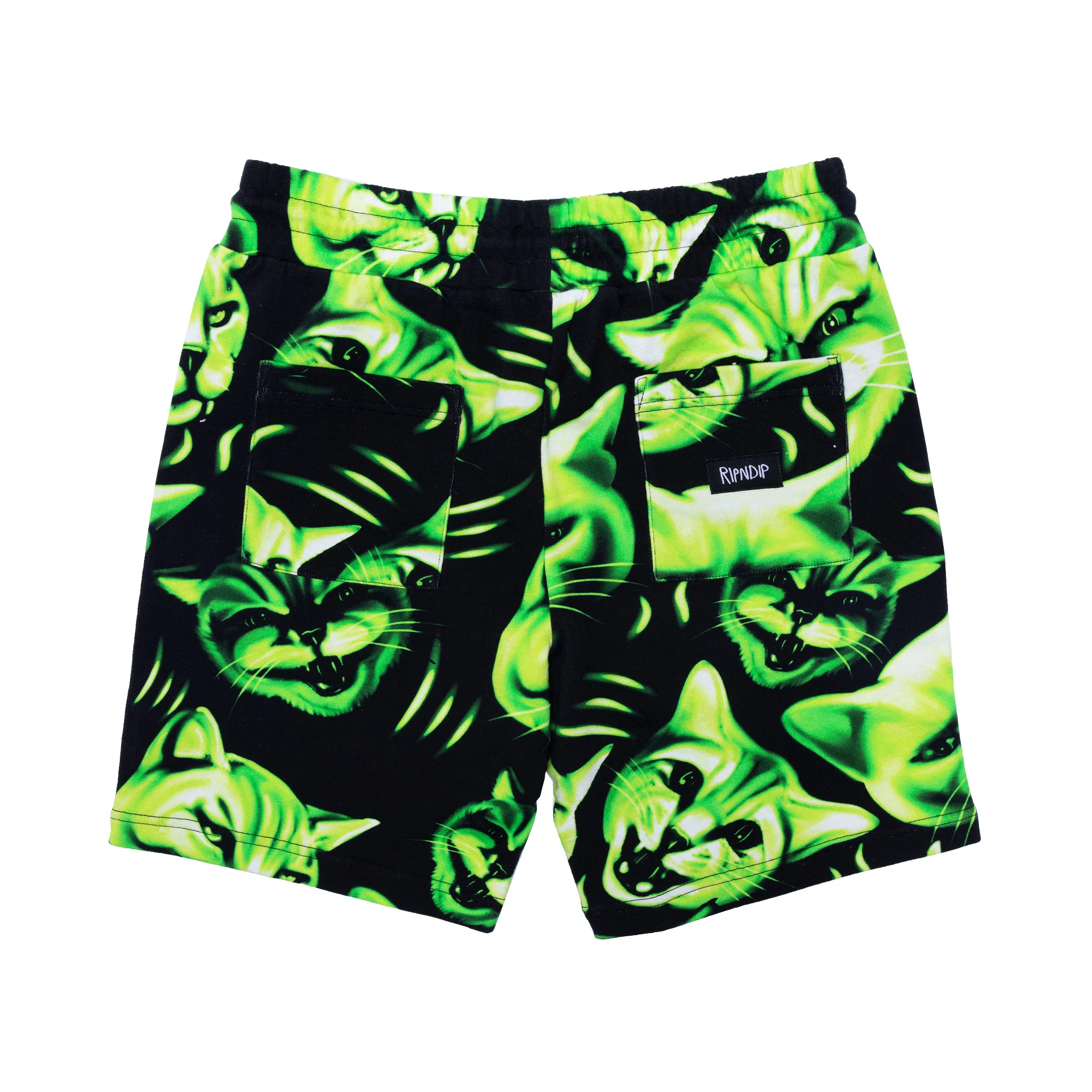 Neon Cat Sweatshorts (Black/Neon) - Image 3