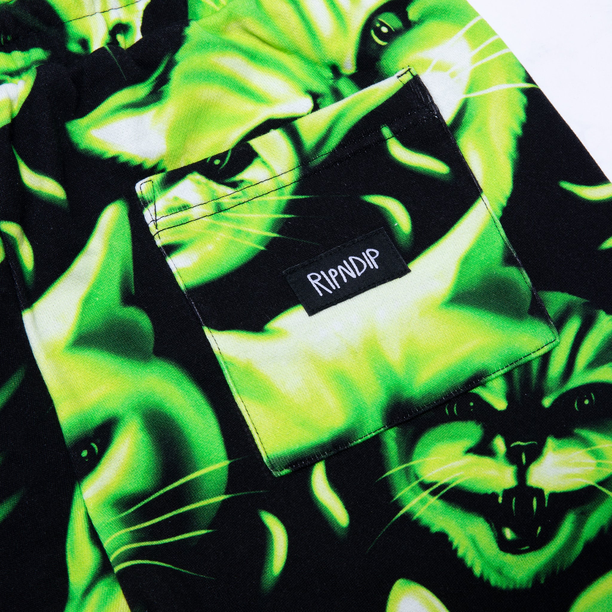 Neon Cat Sweatshorts (Black/Neon) - Image 4