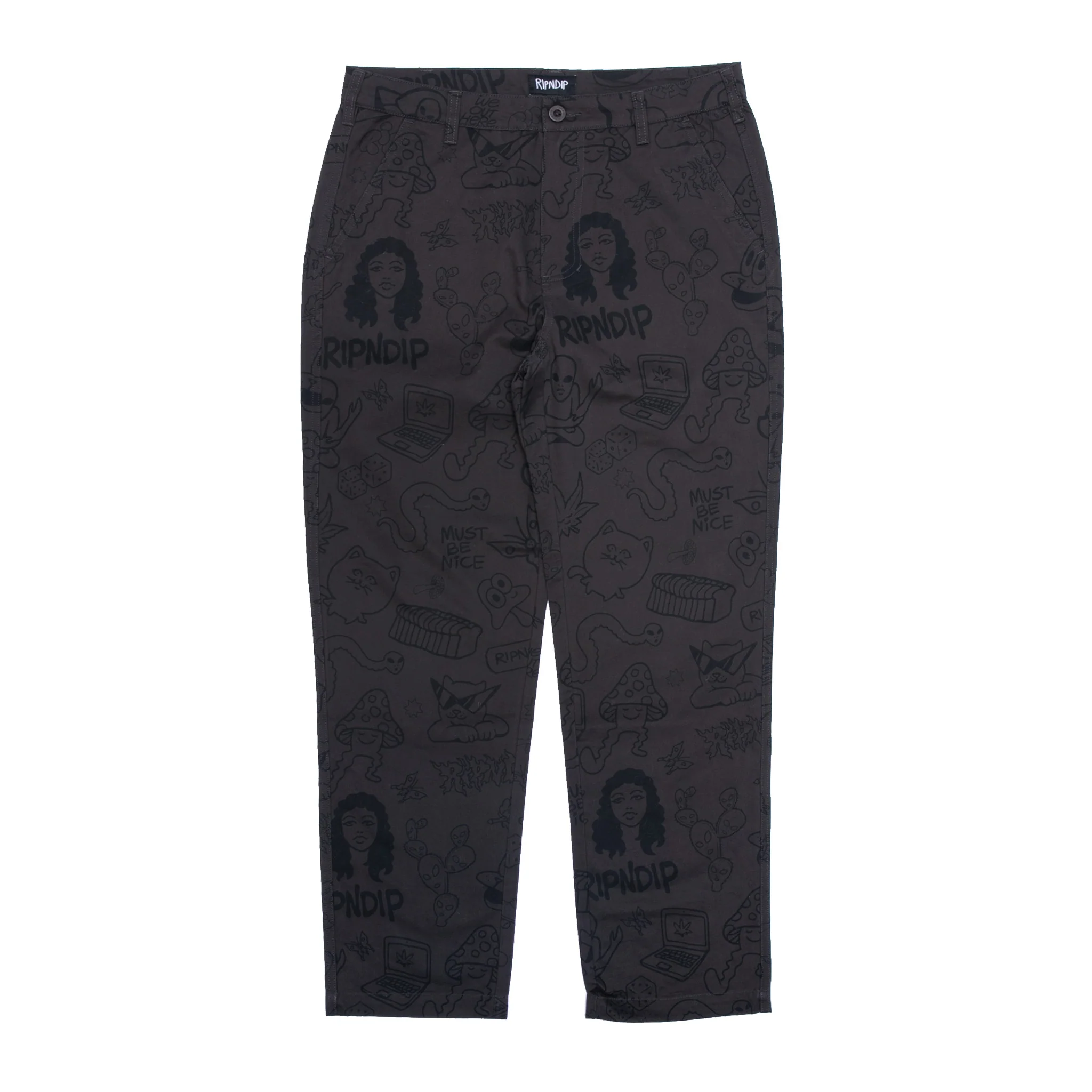 Nerm Doodle Cotton Twill Pants (Chocolate)