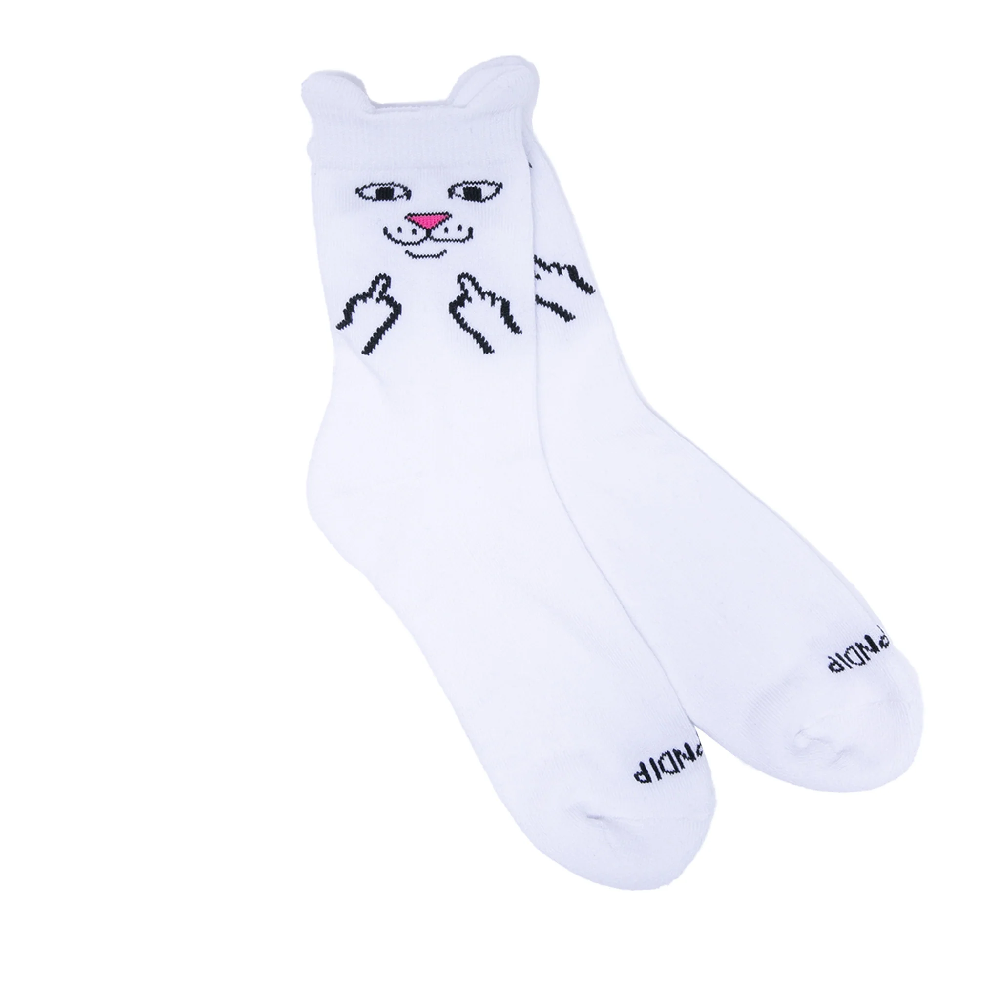 Nerm Face Mid Socks (White) - Image 2