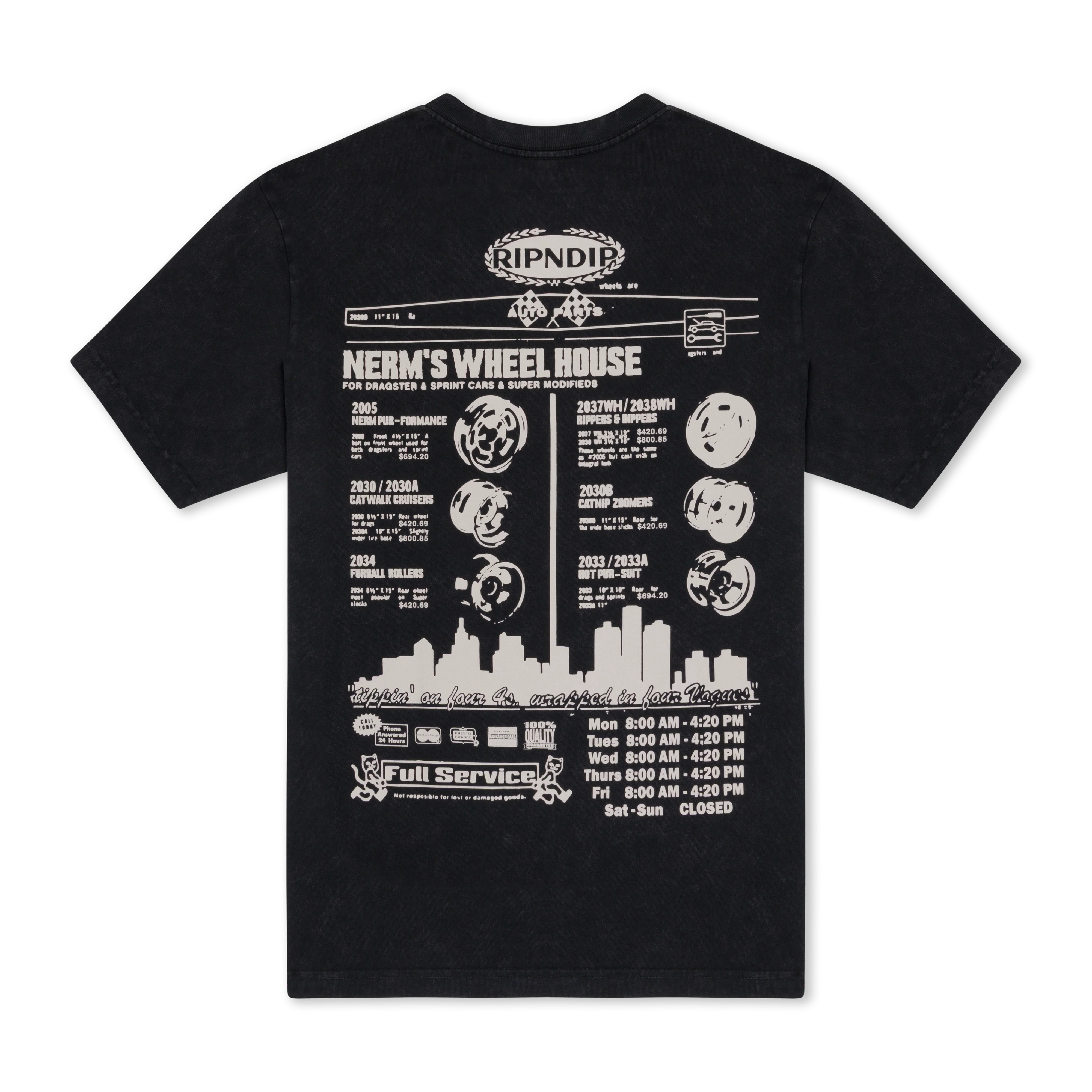 Nerm Wheels Tee (Black Vintage Wash) - Image 2