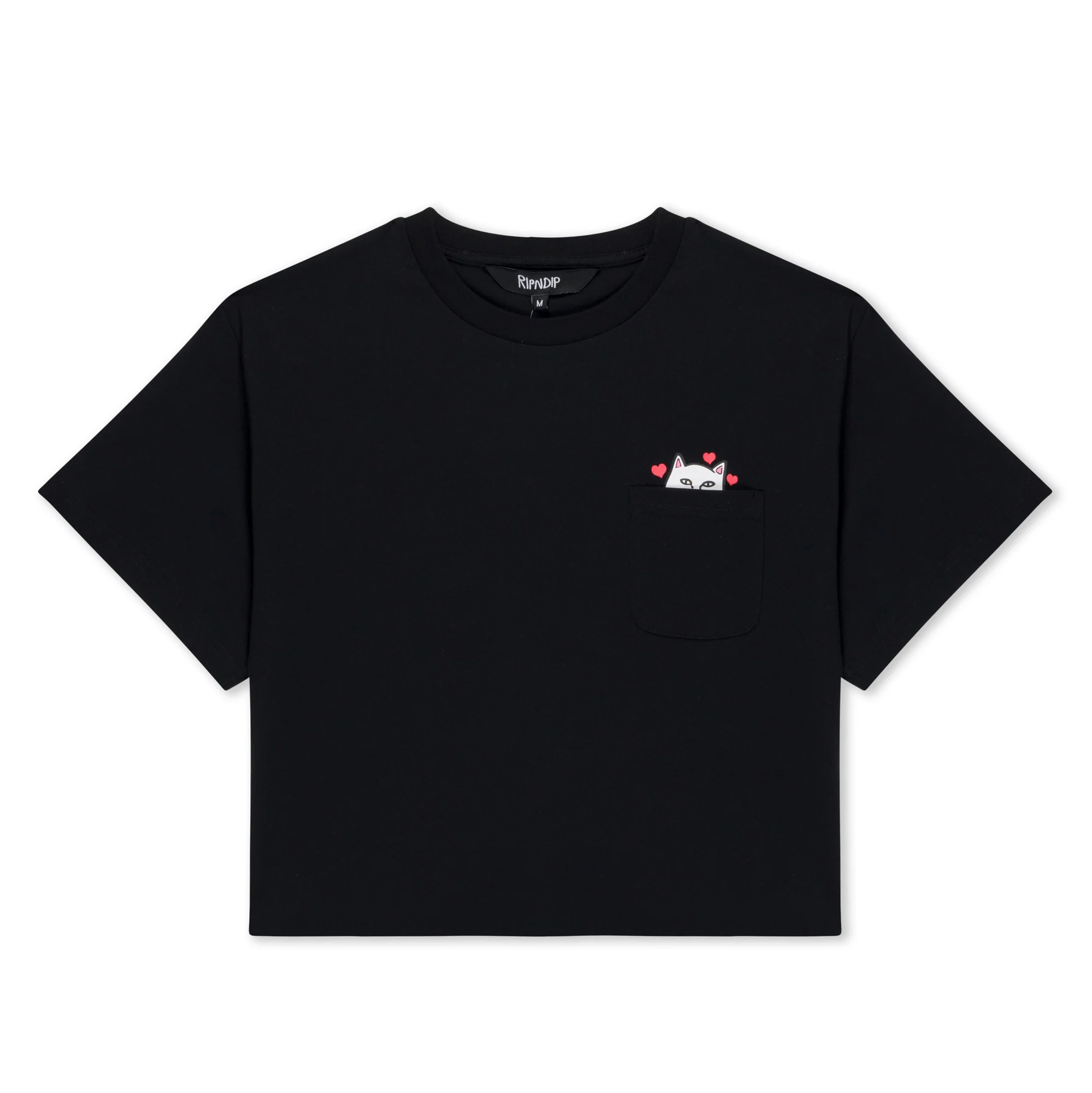 Nermal Loves Cropped Baby Pocket Tee (Black) - Image 3