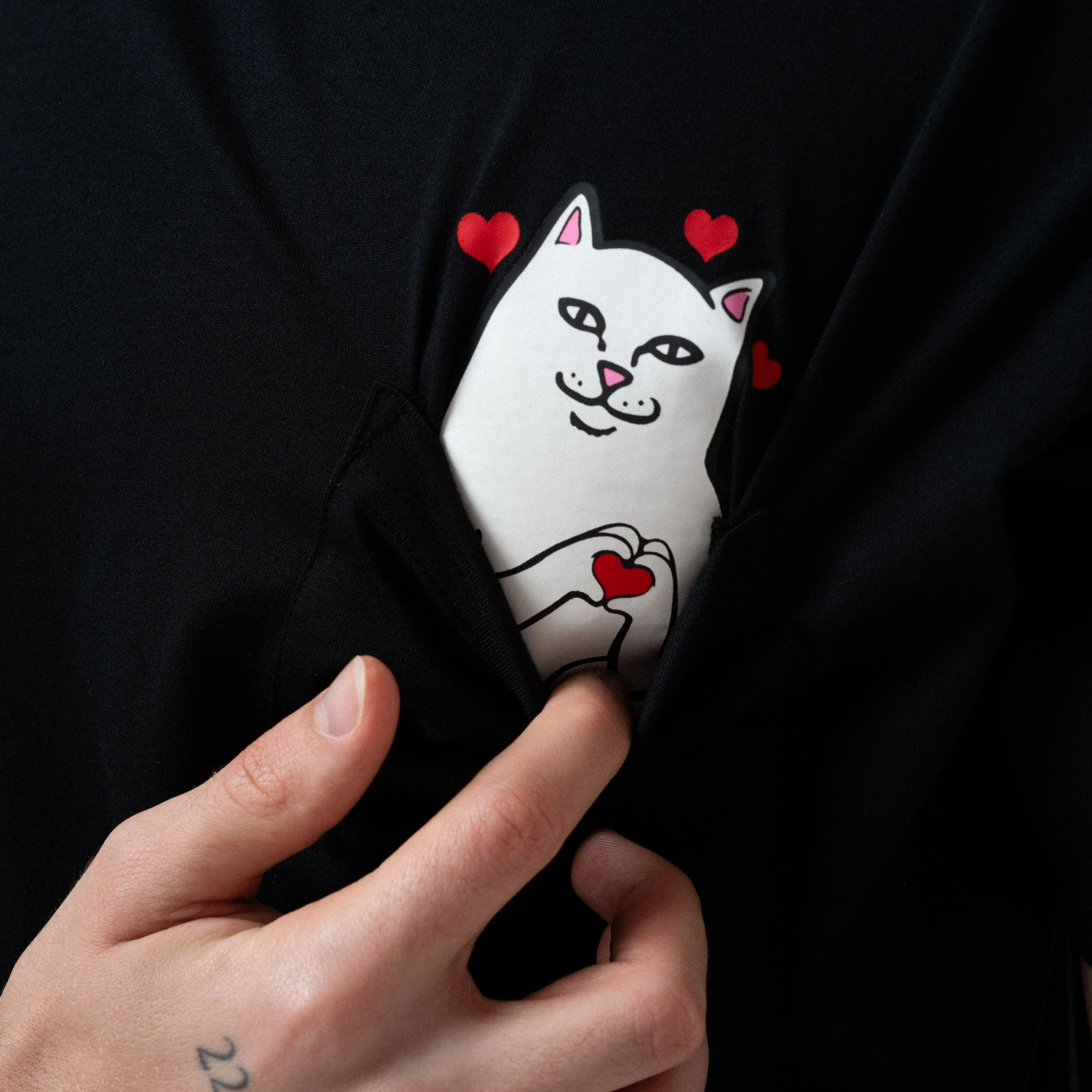 Nermal Loves Pocket Tee (Black) - Image 2