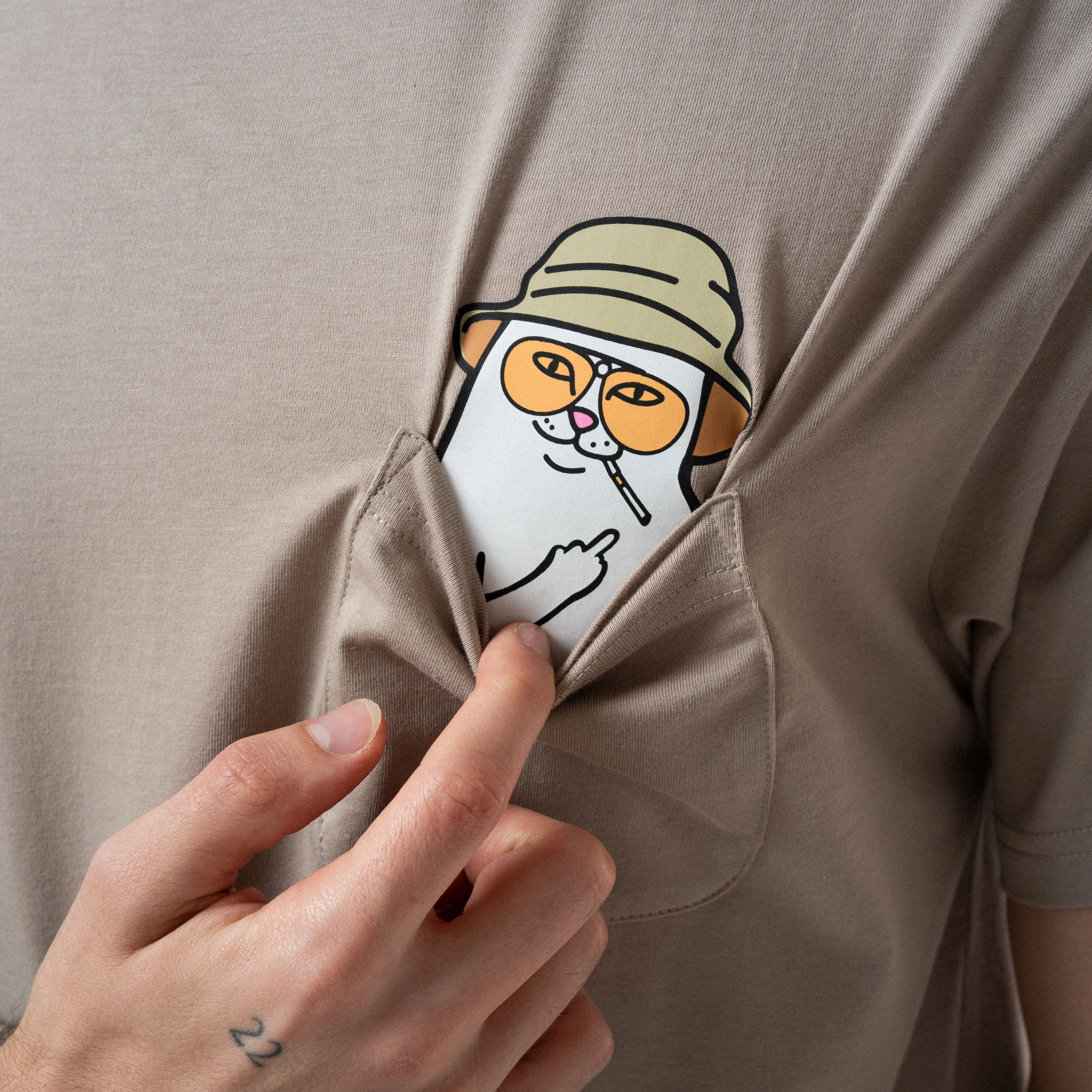 Nermal S Thompson Pocket Tee (Tan) - Image 2