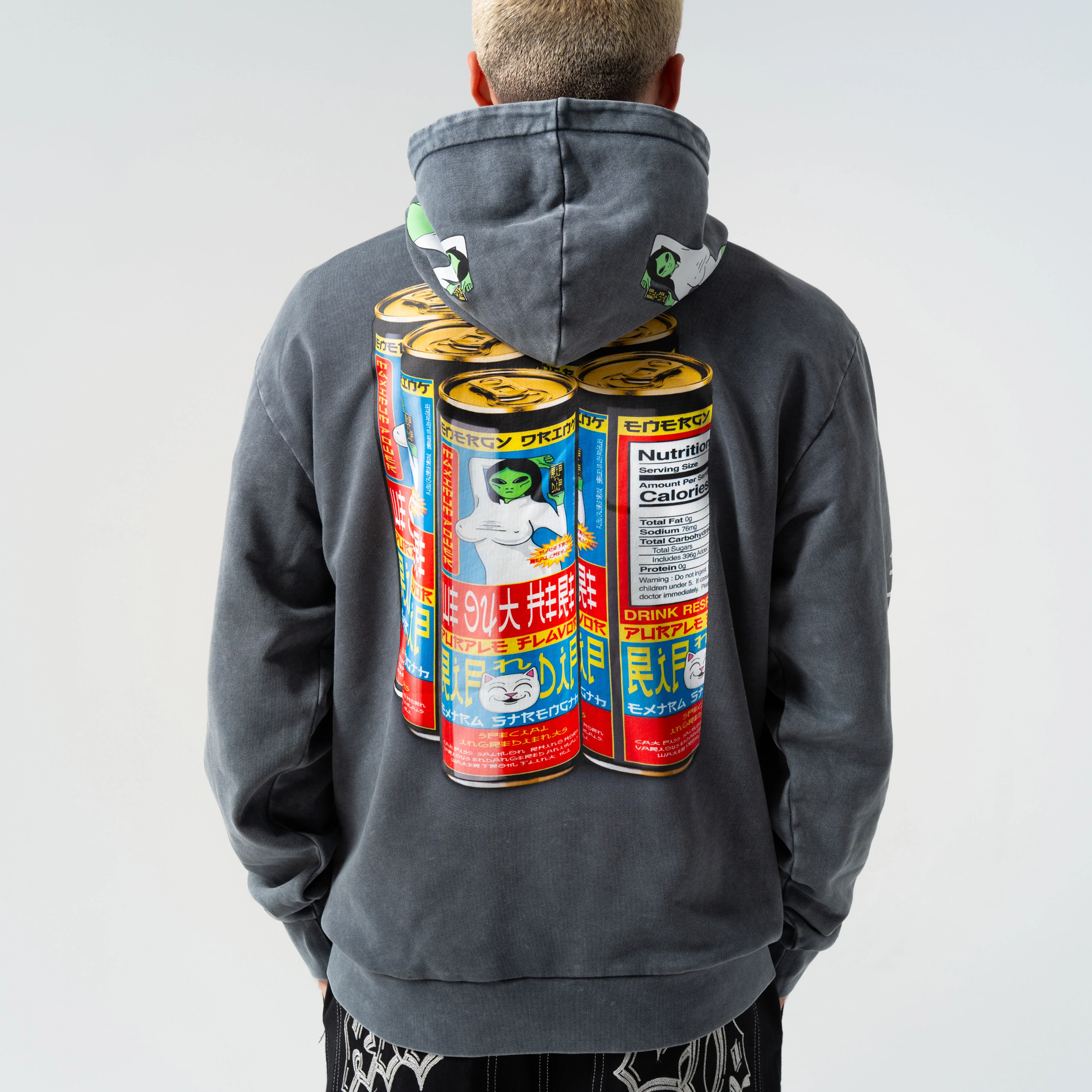 Nerms Cans Hoodie (Charcoal Vintage Wash) - Image 2