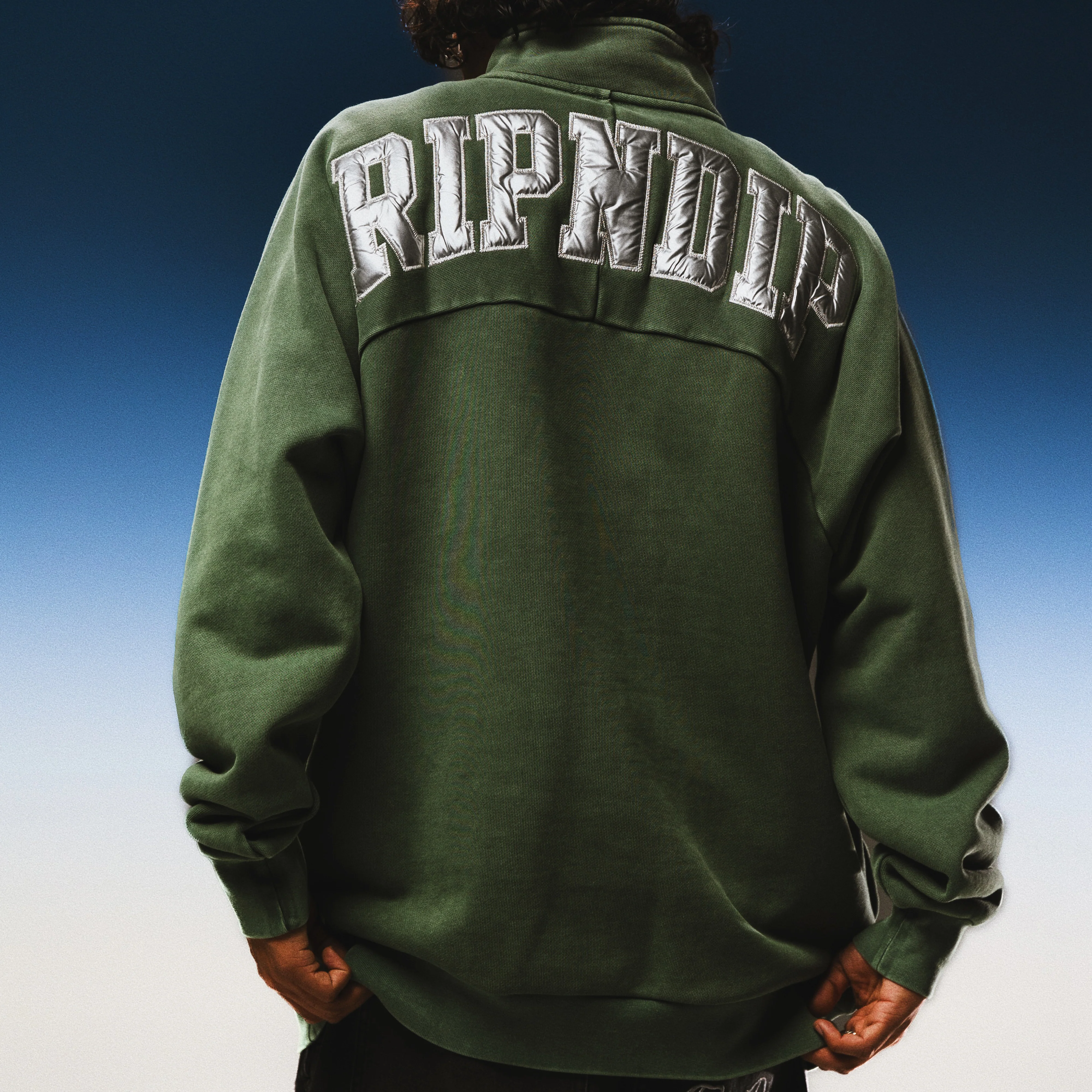 Night Quarter Zip Sweatshirt (Dusty Pine) - Image 2