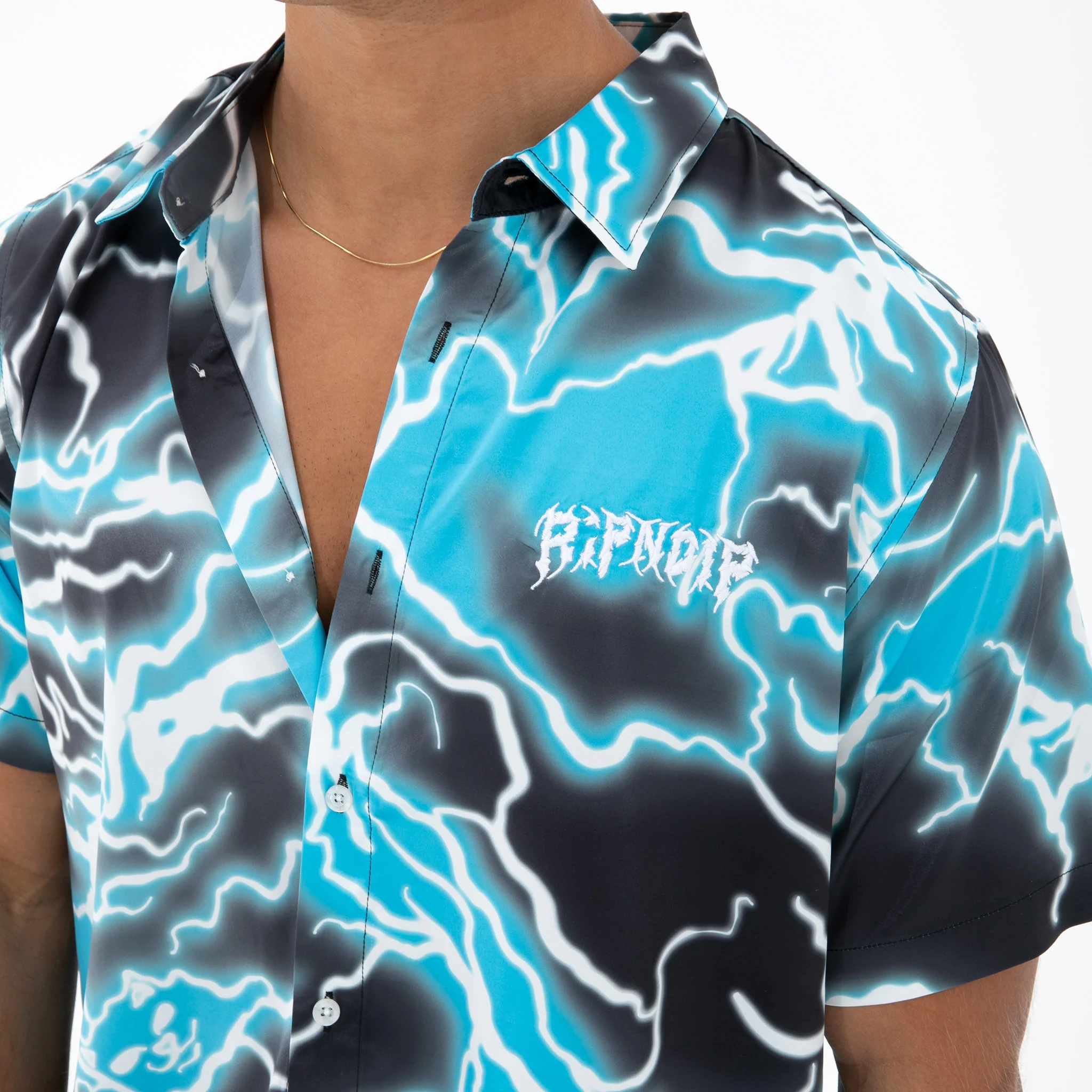 Nikola Short Sleeve Button Up (Black/Blue) - Image 4