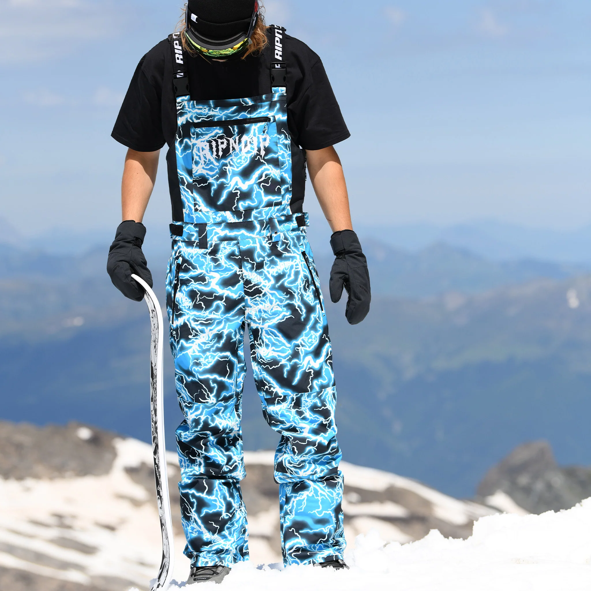Nikola Snowboard Bib Pants (Black / Blue) - Image 3