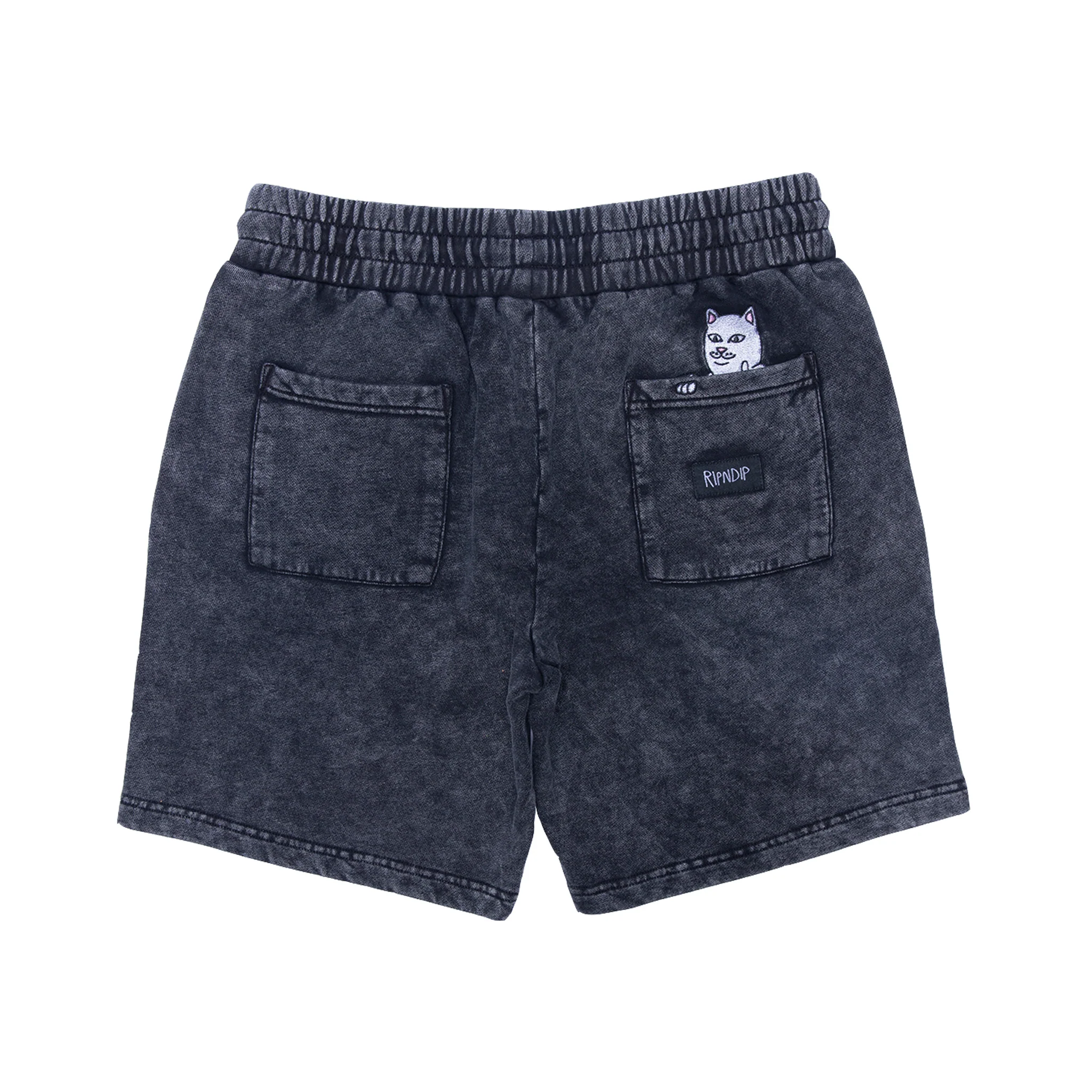 Peek A Nermal Sweatshorts (Black Acid Wash)