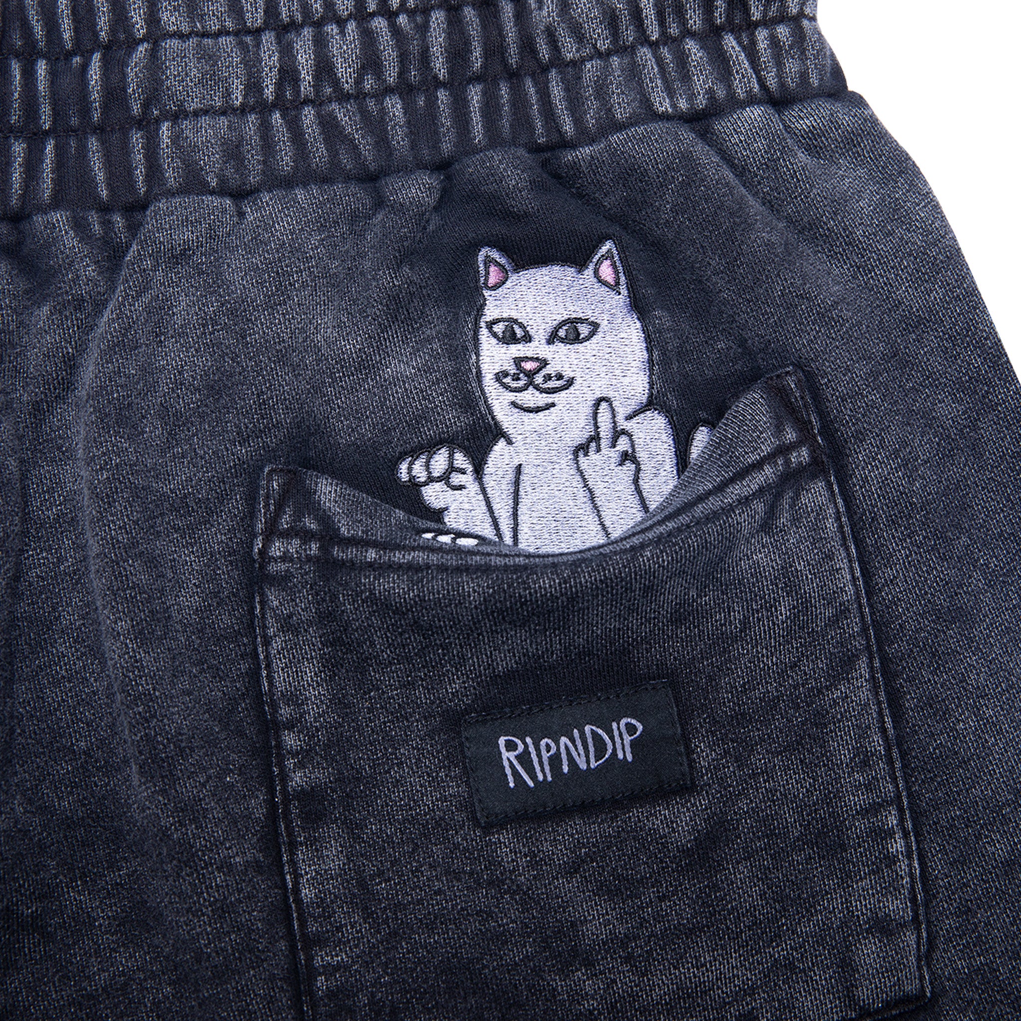 Peek A Nermal Sweatshorts (Black Acid Wash) - Image 4