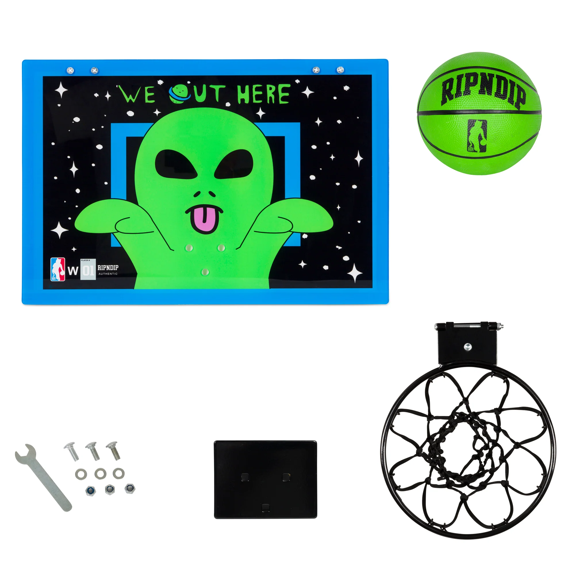 Peeking Alien Hanging Basketball Set (Black/Blue) - Image 3