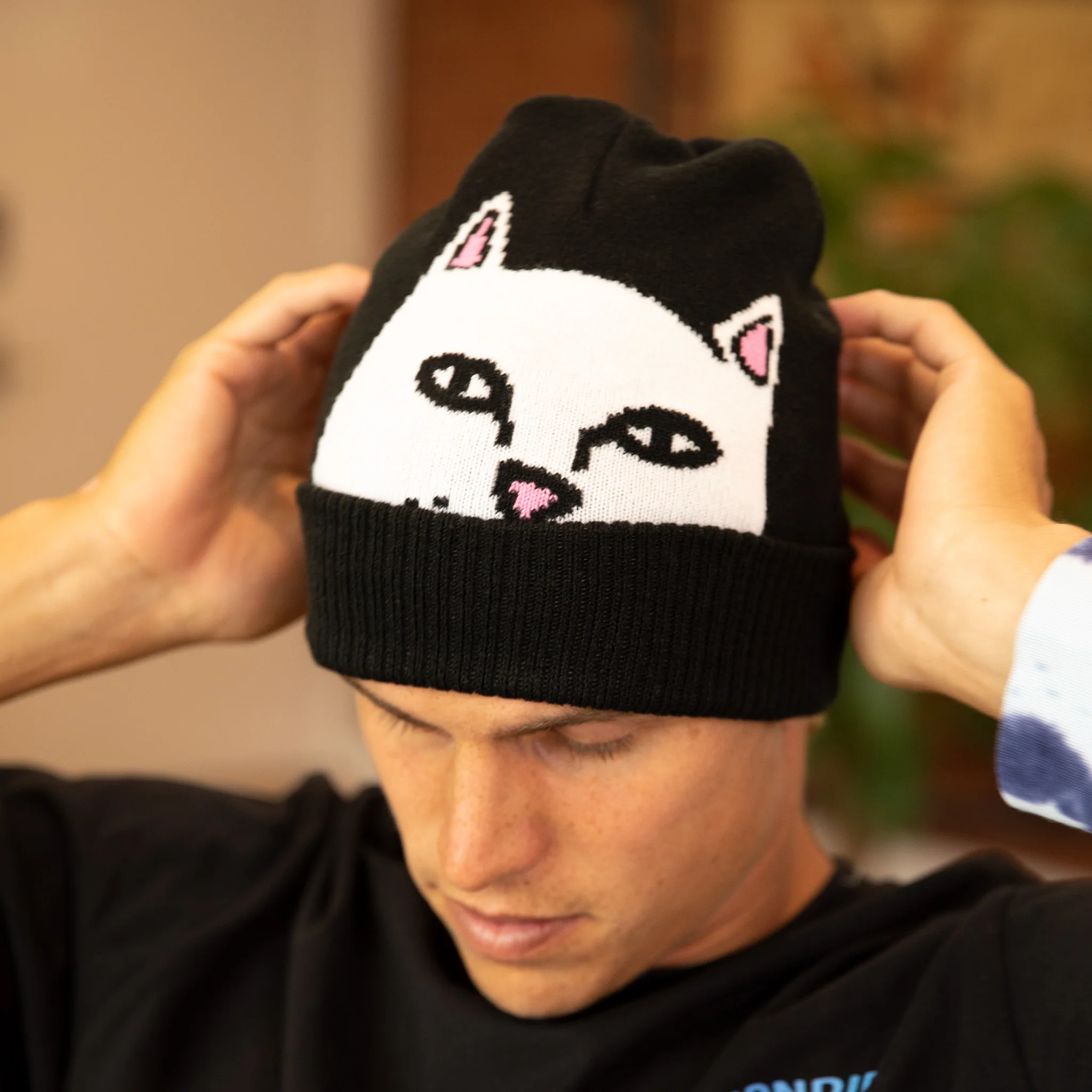 Peeking Nermal Beanie (Black) - Image 3
