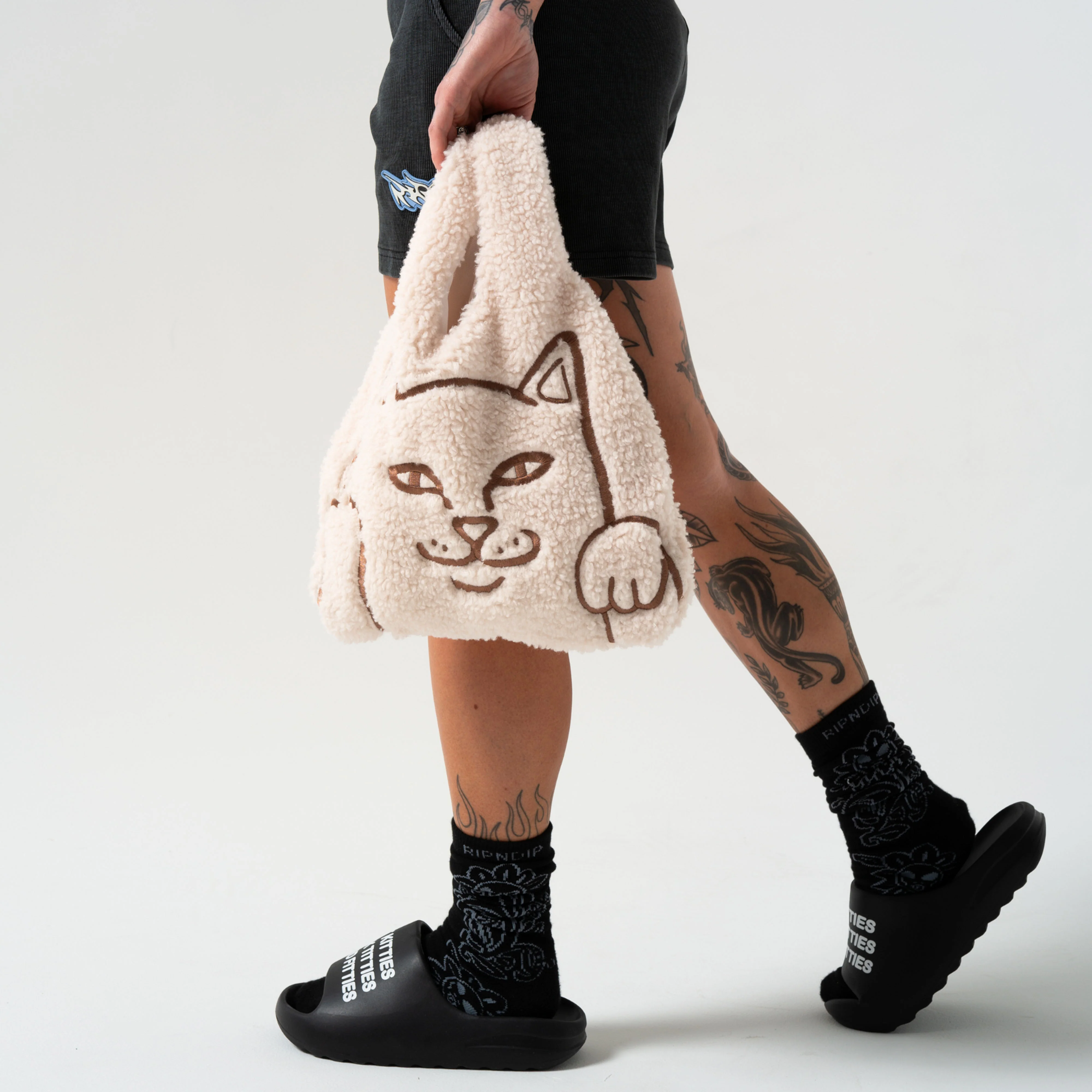 Peeking Nermal Sherpa Tote Bag (Natural) - Image 3