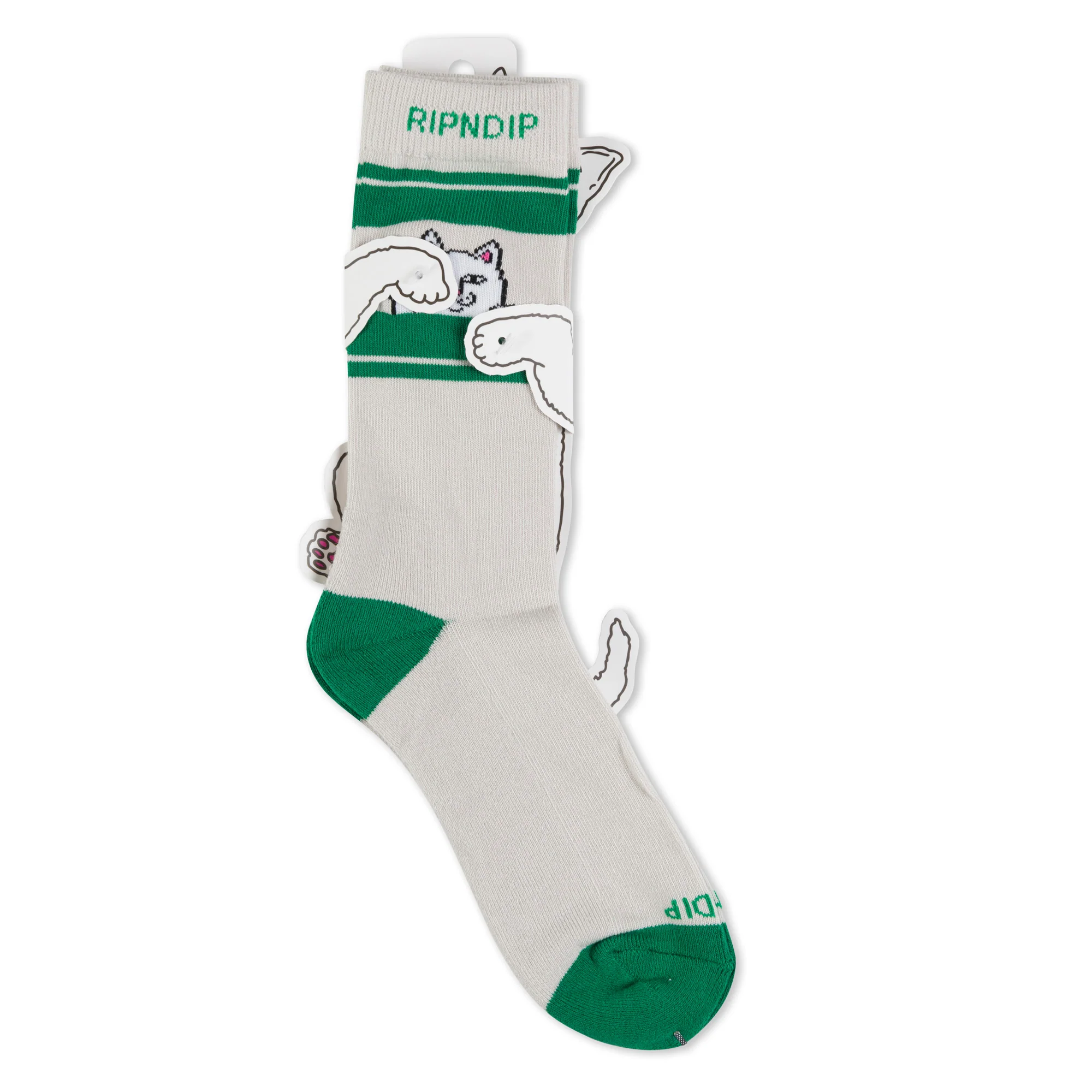 Peeking Nermal Socks (Grey/Green) - Image 3