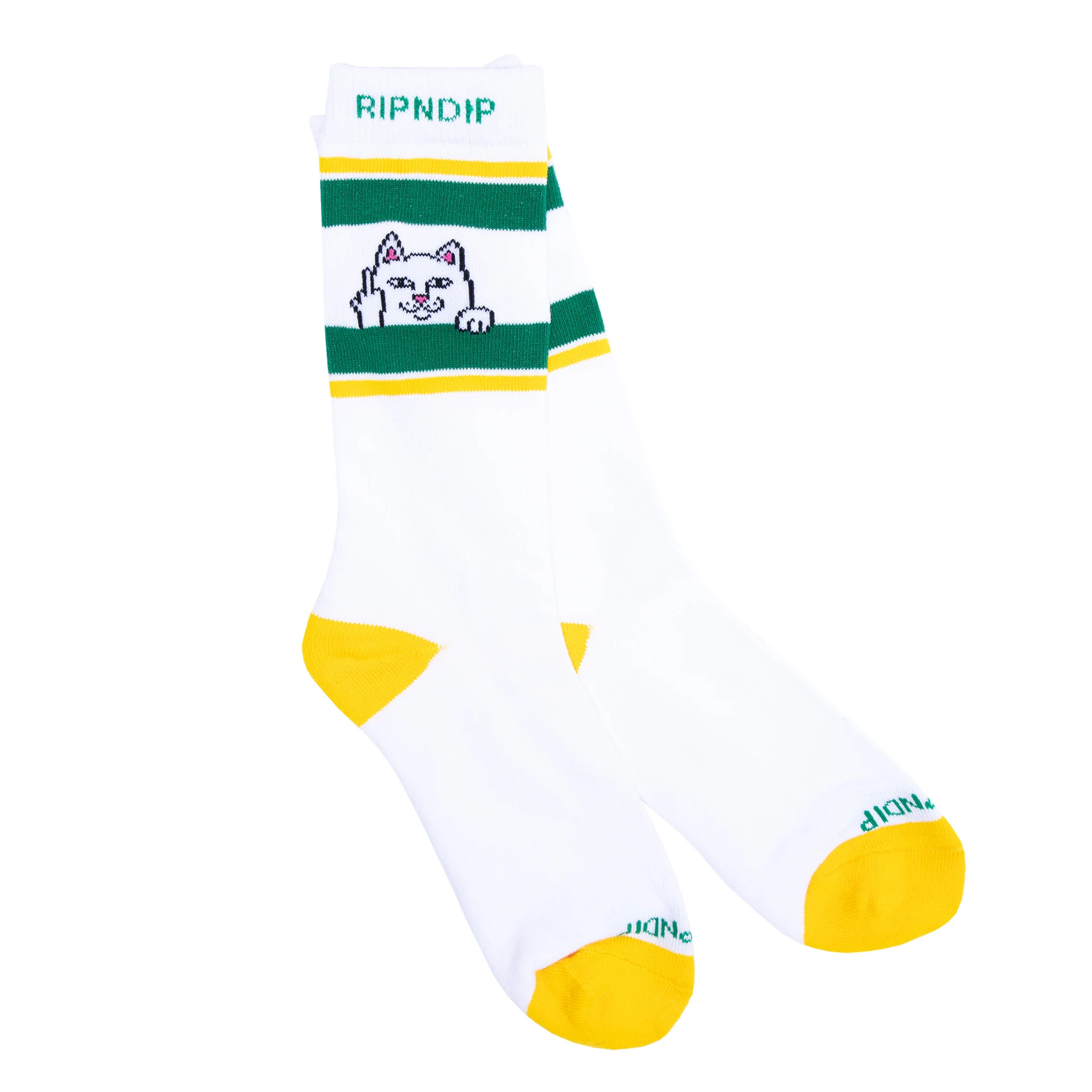 Peeking Nermal Socks (White/Green) - Image 2