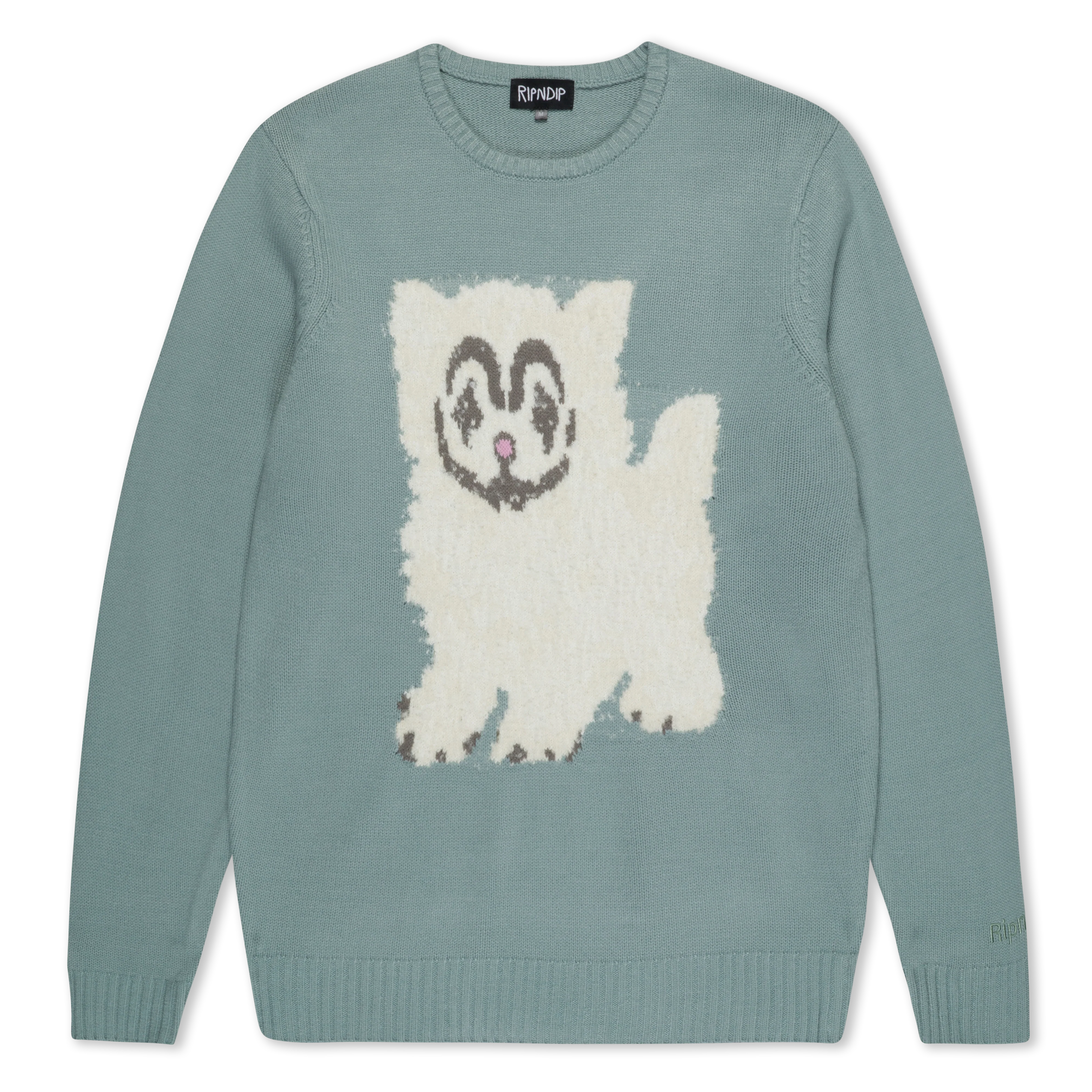 Pet Me Im Cute Knit Sweater (Heather Sage Grey)