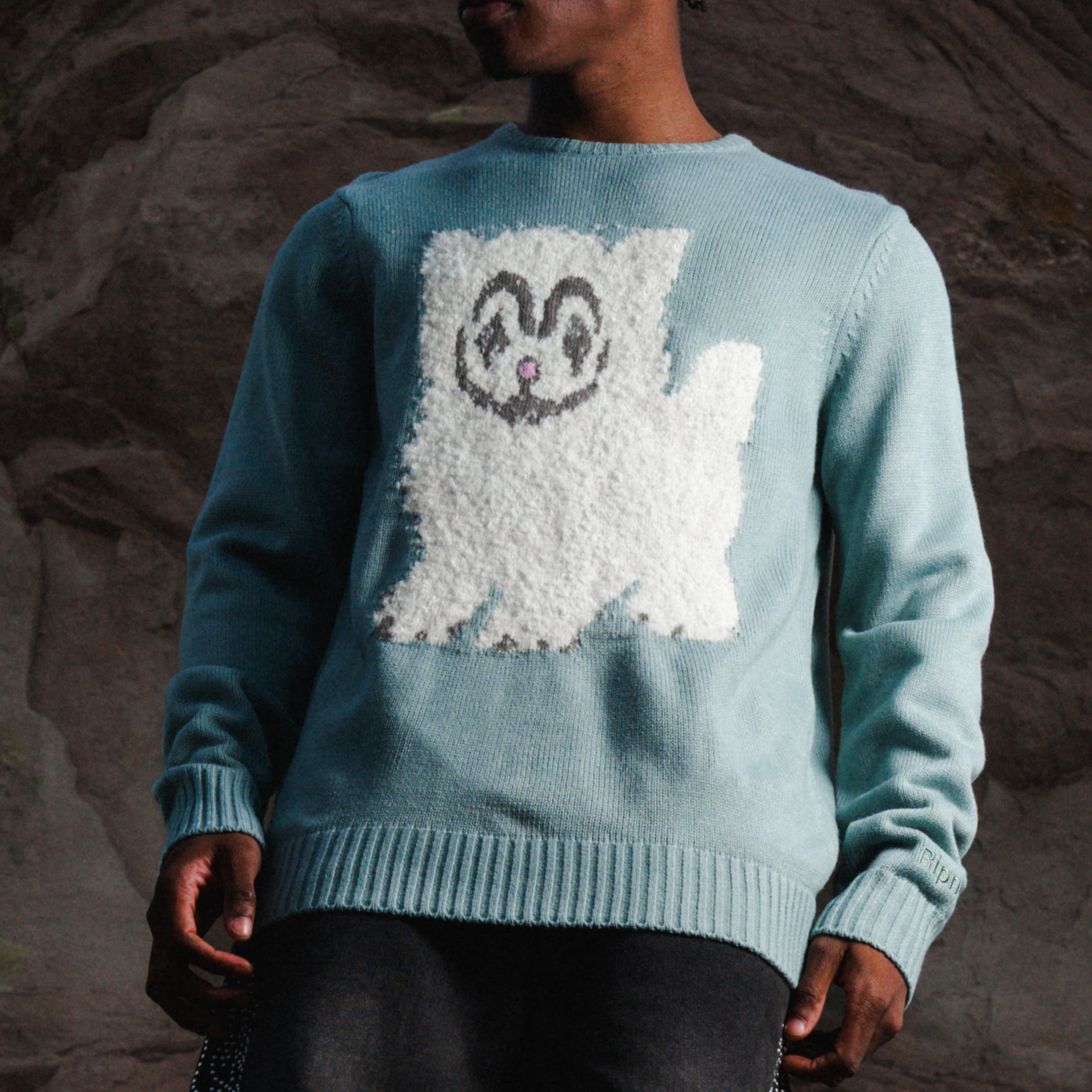 Pet Me Im Cute Knit Sweater (Heather Sage Grey) - Image 2